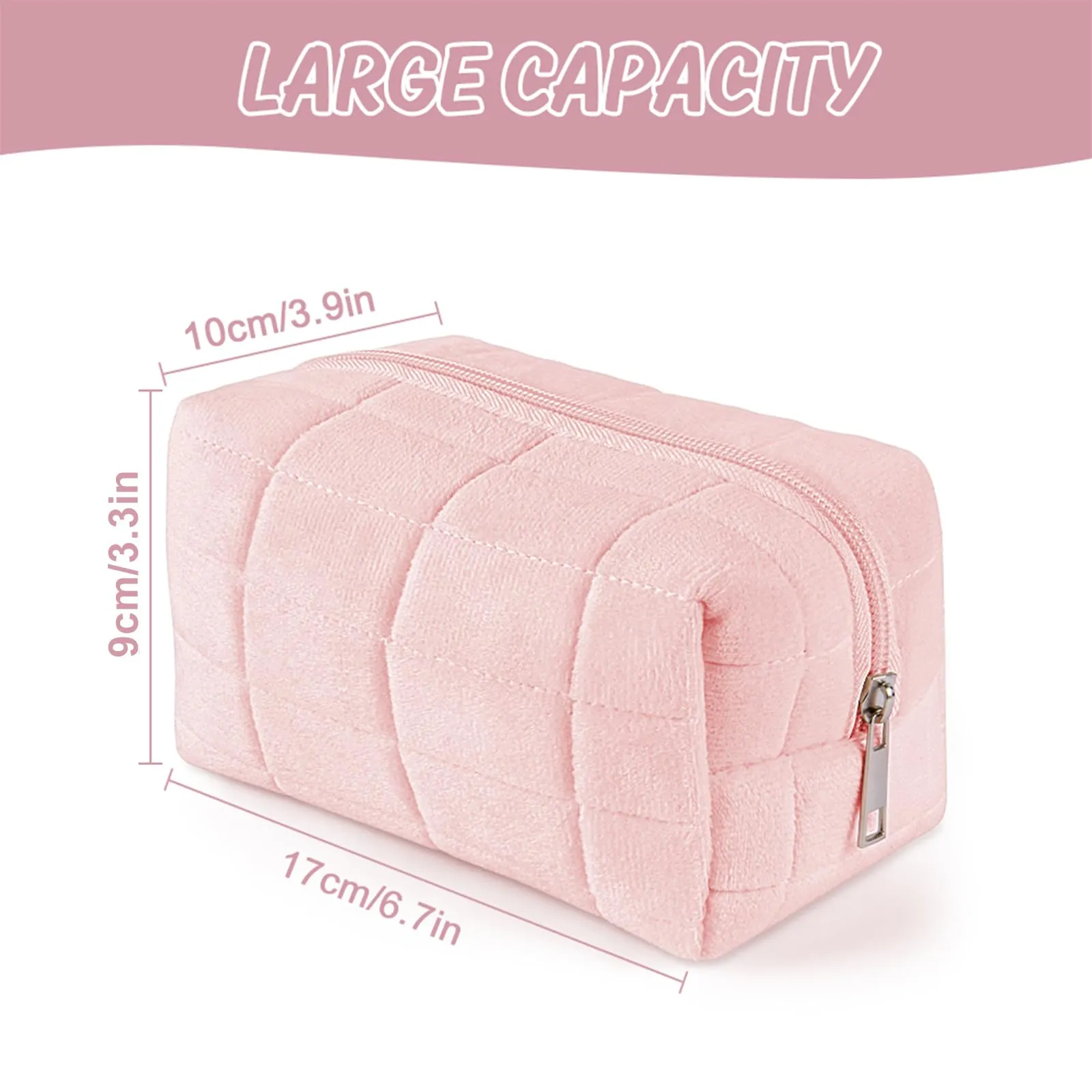 Aucuu Trousse da viaggio per cosmetici, coquette, beauty case, da donna, con motivo floreale, per bambini, donne e uomini, #5 rosa, 17 * 11 * 10 cm, Elegante - immagine 2