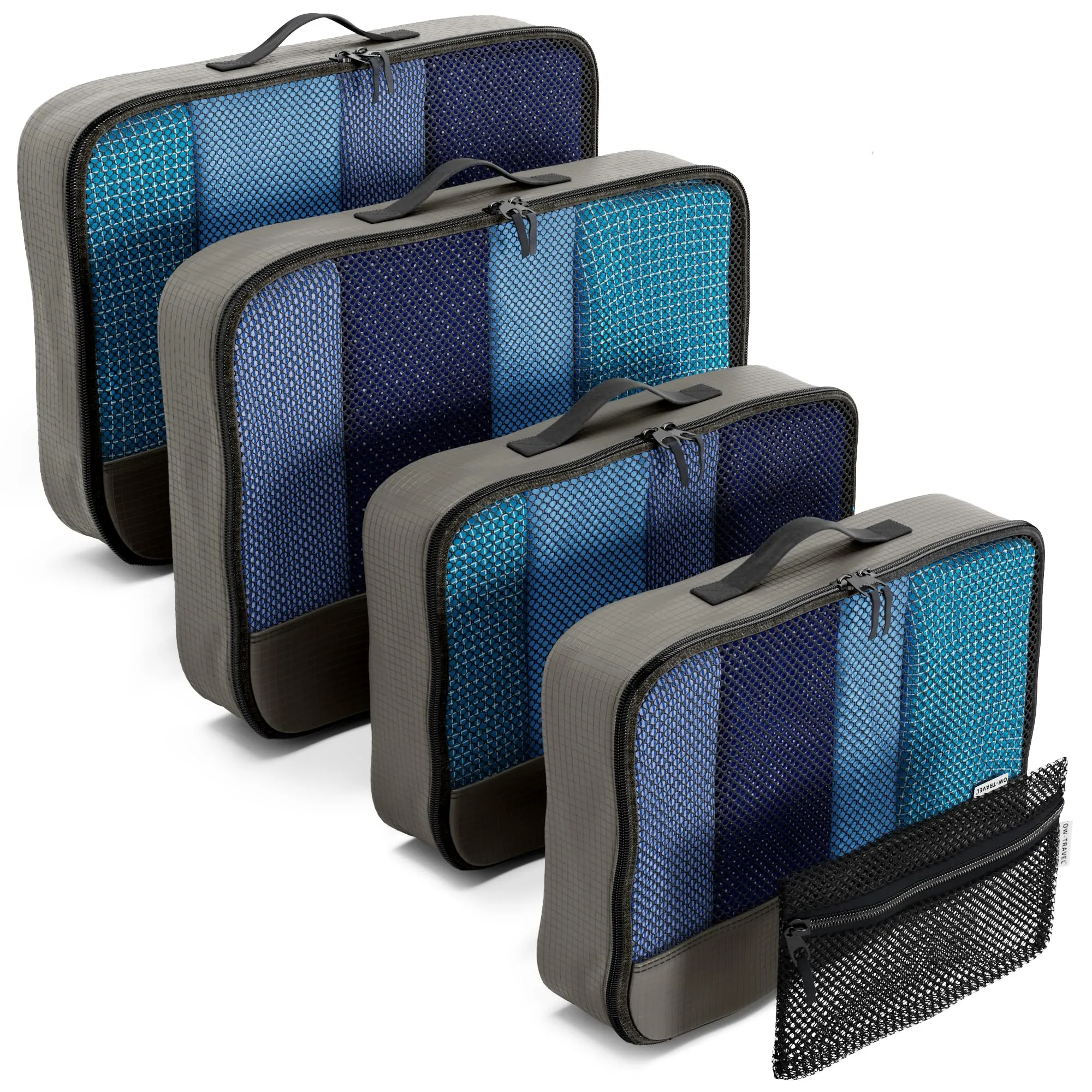 OW-Travel Organizer Valigia, Packing Cubes, Cubi Viaggio Grigio M/L 5 Pezzi - immagine 1