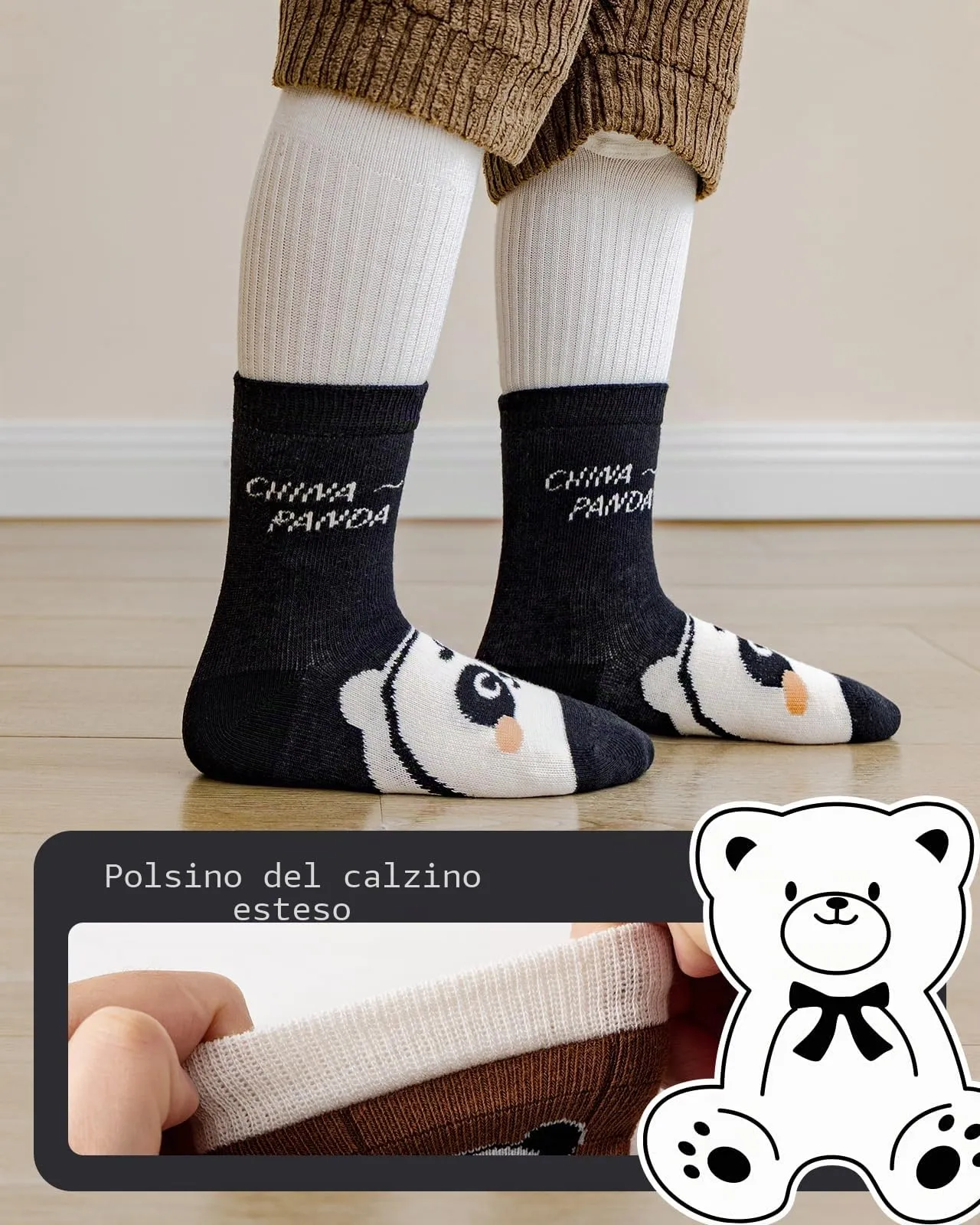 Kyopp 5 Paia Calzini per Bambini e Ragazze e Ragazzi Divertenti Calzini Animali in Cotone Unisex per Crew Socks 21-37 - immagine 4