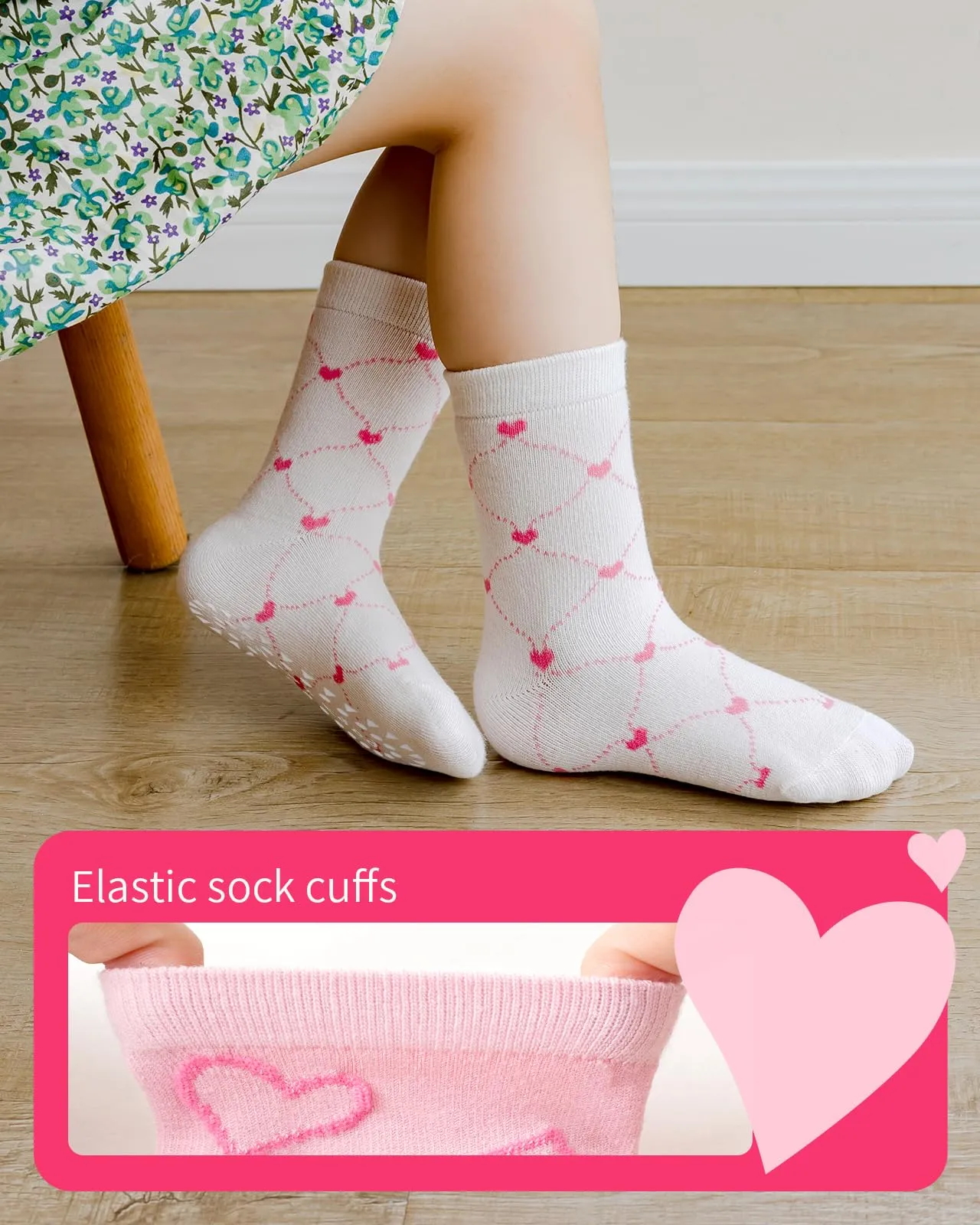 Kyopp 5 paia di calzini antiscivolo per bambini in cotone, calzini ABS antiscivolo per ragazzi e ragazze con motivi animali 25-37EU, 33-37 - immagine 2