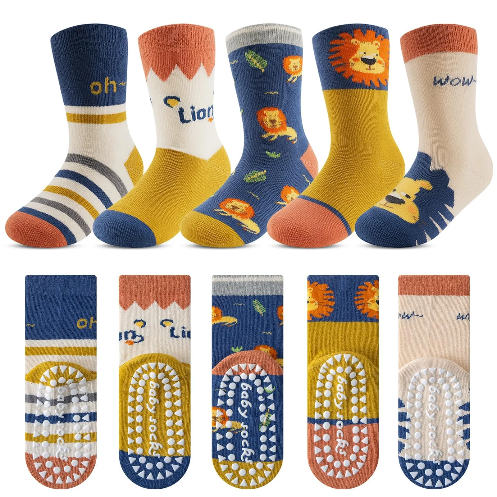 Kyopp 5 Paia Calzini per Bambini e Ragazze e Ragazzi Divertenti Calzini Animali in Cotone Unisex per Crew Socks 21-37 - immagine 1