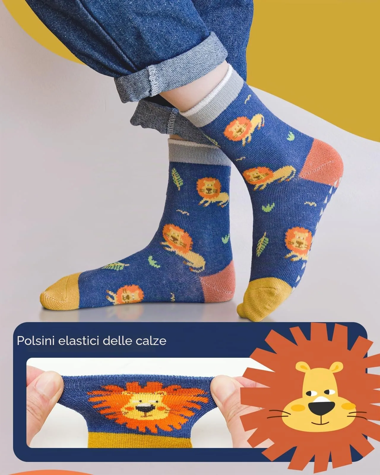 Kyopp 5 Paia Calzini per Bambini e Ragazze e Ragazzi Divertenti Calzini Animali in Cotone Unisex per Crew Socks 21-37 - immagine 3