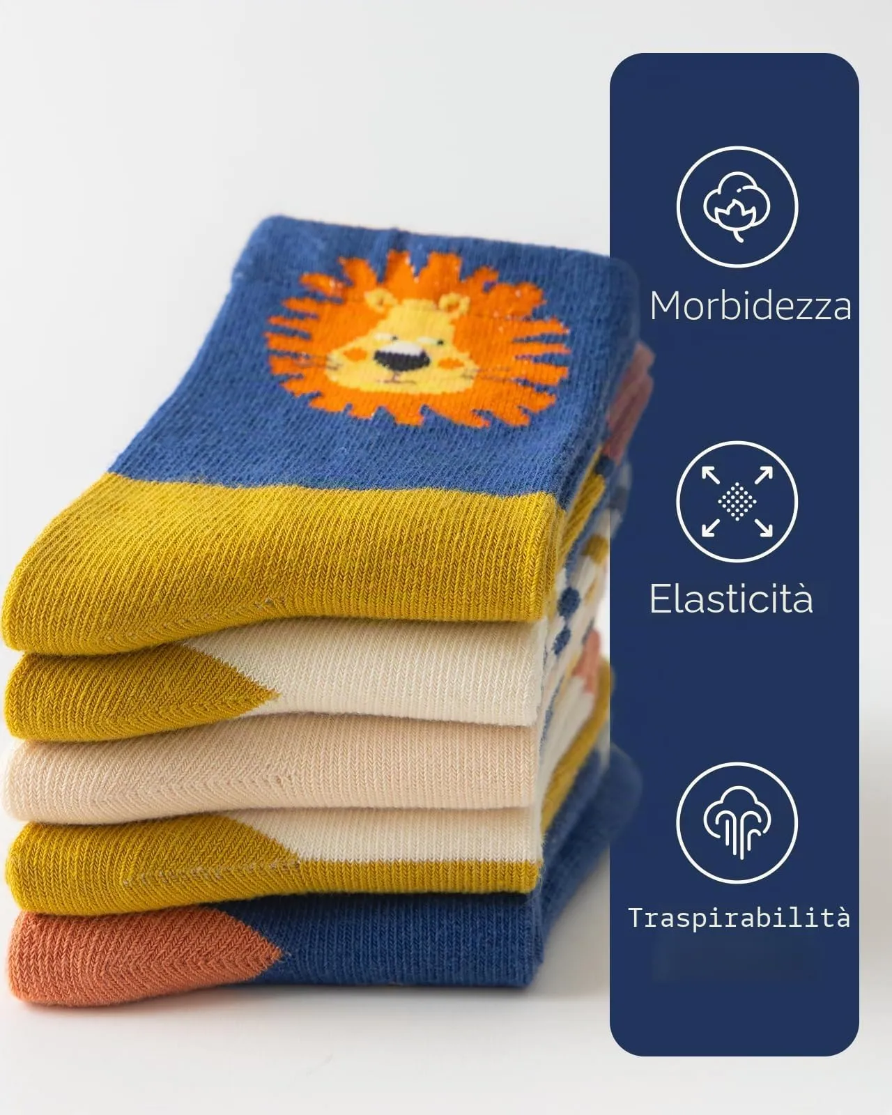 Kyopp 5 Paia Calzini per Bambini e Ragazze e Ragazzi Divertenti Calzini Animali in Cotone Unisex per Crew Socks 21-37 - immagine 8