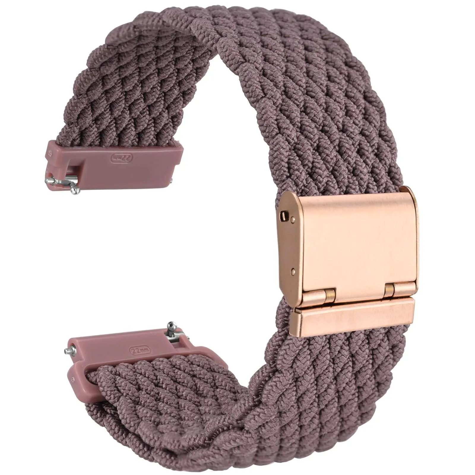 WOCCI 20mm Intrecciato Nylon Cinturino per Orologio da Uomo e da Donna, Regolabile Fibbia Oro Rosa (Woodrose) - immagine 1