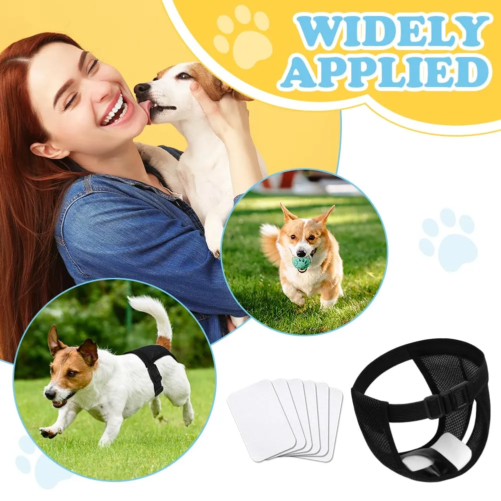 Aomig Lavabili Pannolini per Cani Femmina, Pannolini Cane Riutilizzabili, Pannolino Mutande Mestruali Cane, Pantaloni Mestruali Igienici per Cani di Piccola con 6 Cuscinetti di Ricambio(Nero-L) - immagine 6