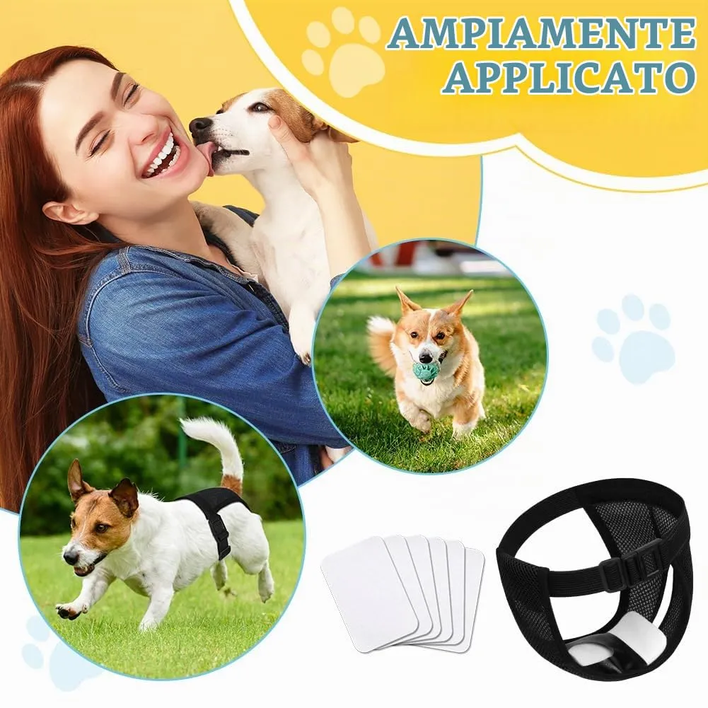 Aomig Lavabili Pannolini per Cani Femmina, Pannolini Cane Riutilizzabili, Pannolino Mutande Mestruali Cane, Pantaloni Mestruali Igienici per Cani di Piccola con 6 Cuscinetti di Ricambio(Nero-XL) - immagine 6