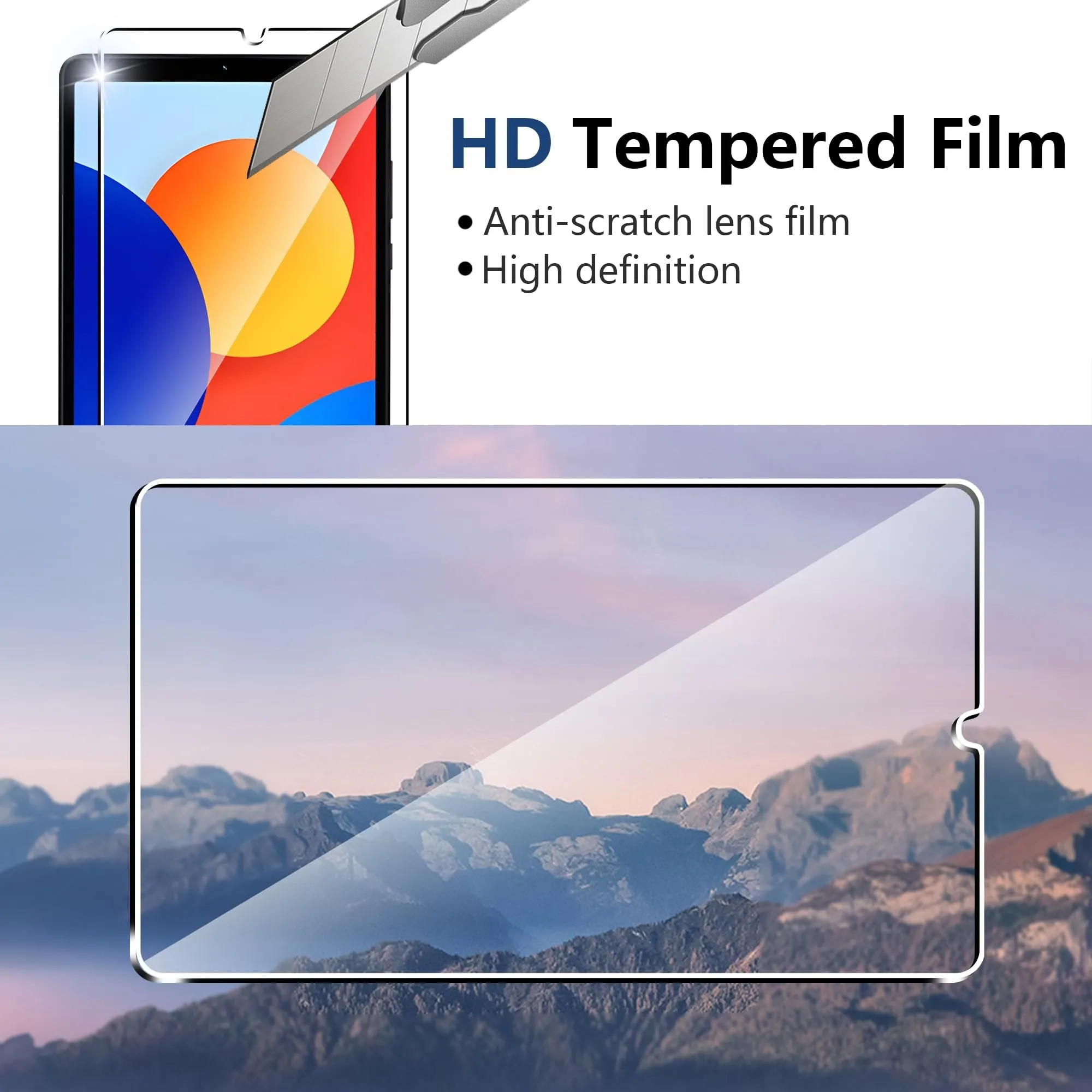 CAUHENYEE Pellicola Protettiva per Xiaomi Redmi Pad SE 8.7" Vetro Temperato, Confezione da 3 HD Trasparente Pellicola Protettiva in Vetro Protettiva per Xiaomi Redmi Pad SE 8.7", AntiGraffio - immagine 4