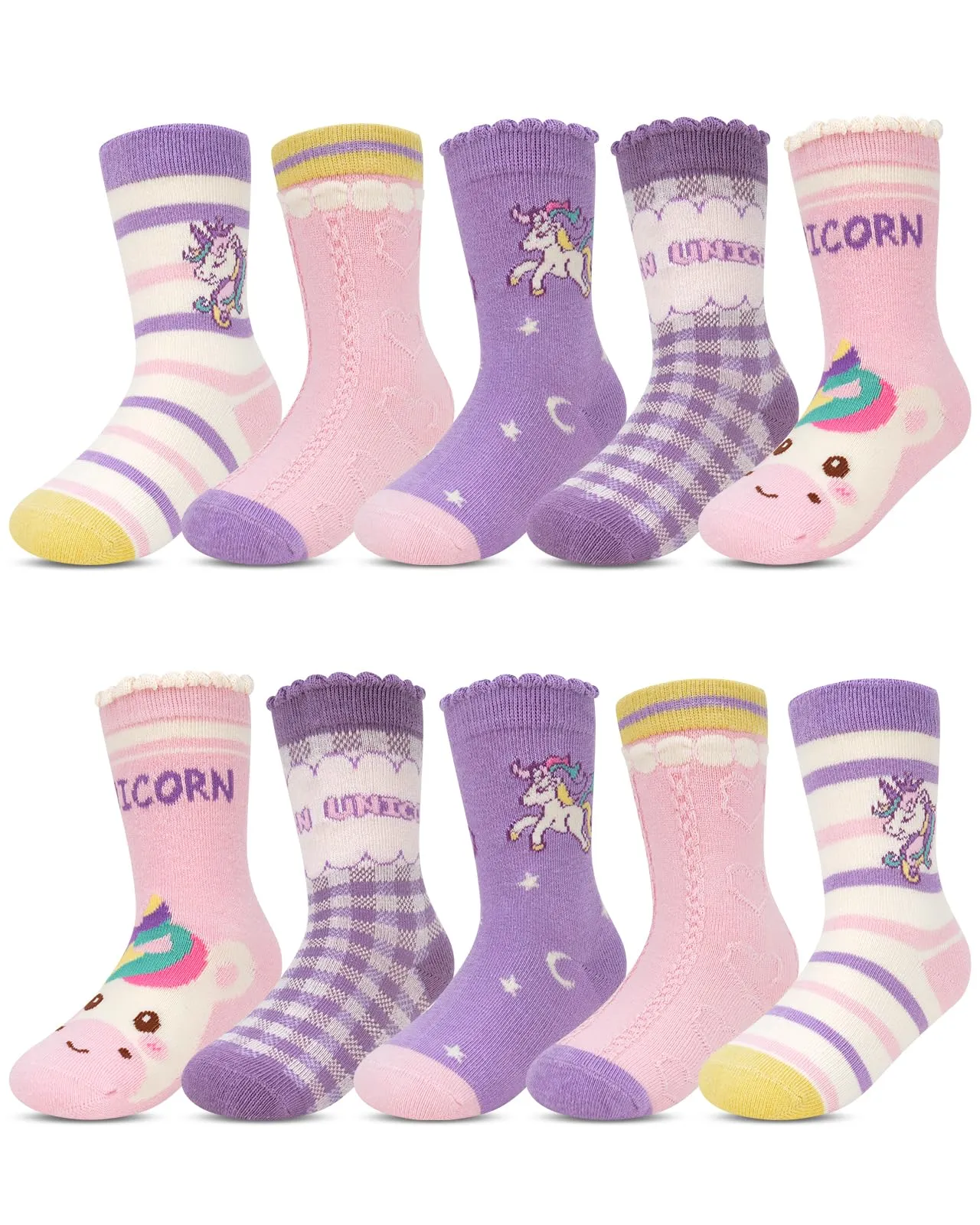 Kyopp 10 Paia Calzini per Bambini e Ragazze e Ragazzi Divertenti Calzini Animali in Cotone Unisex per Crew Socks 21-37 - immagine 1