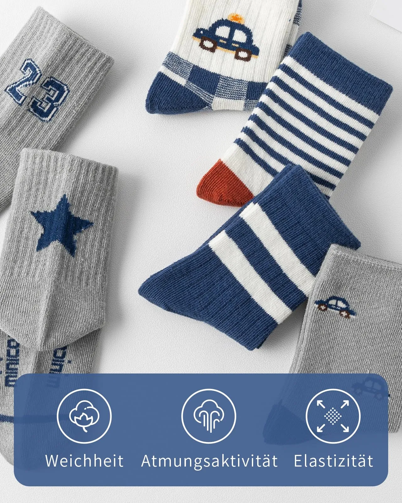 Kyopp 10 Paia Calzini per Bambini e Ragazze e Ragazzi Divertenti Calzini Animali in Cotone Unisex per Crew Socks 21-37 - immagine 6