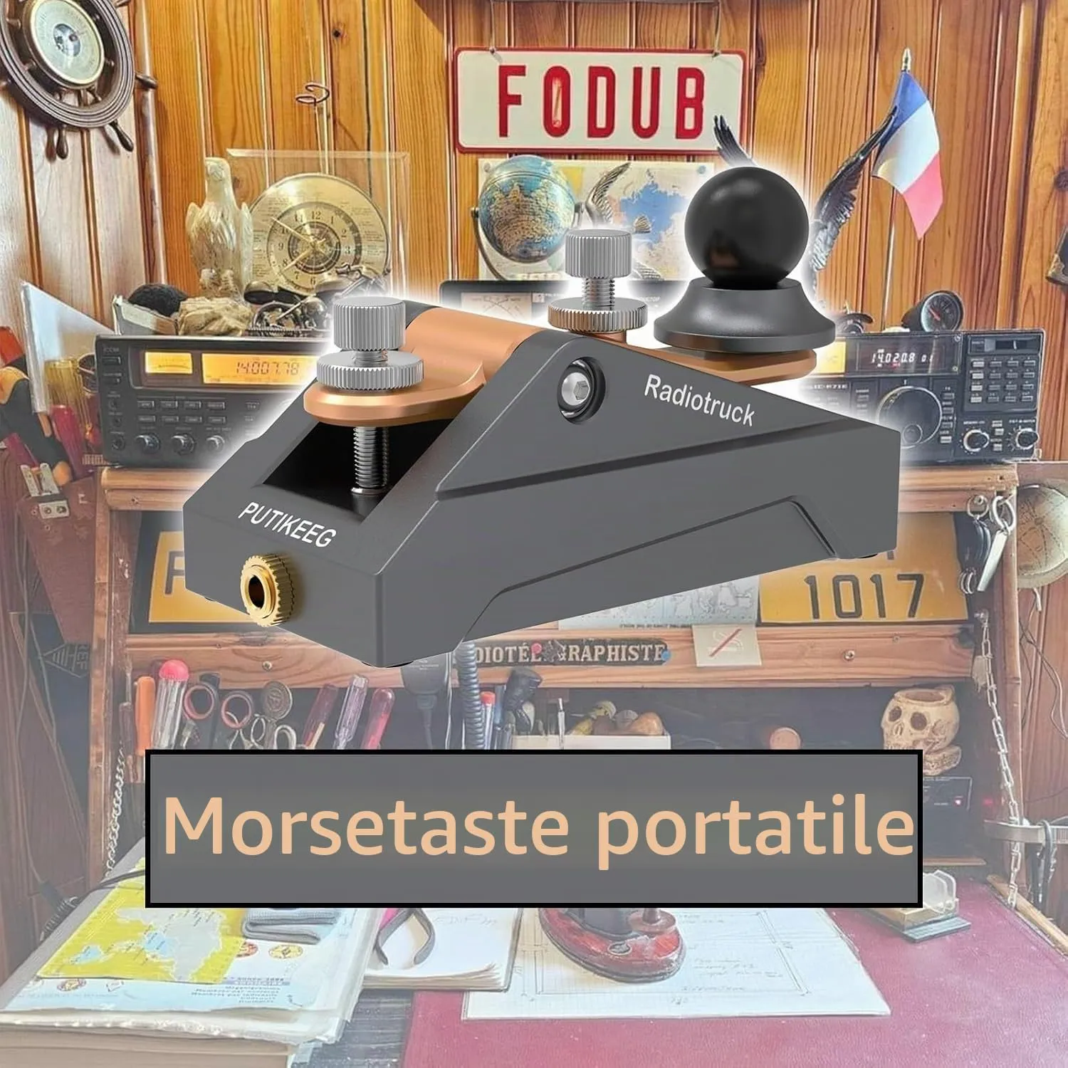 CW Morse Code Key - Chiave tascabile con codice Morse Telegraph Base in lega di alluminio grigia per radioamatoriali, tensione regolabile (grigia) - immagine 6