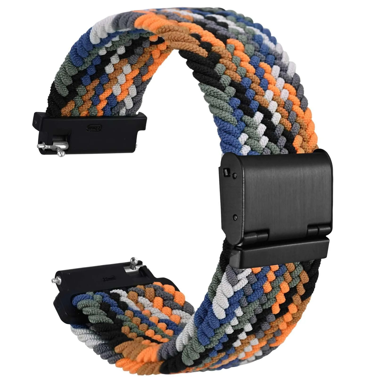WOCCI 18mm Intrecciato Nylon Cinturino per Orologio da Uomo e da Donna, Regolabile Fibbia Nera (Camo) - immagine 1