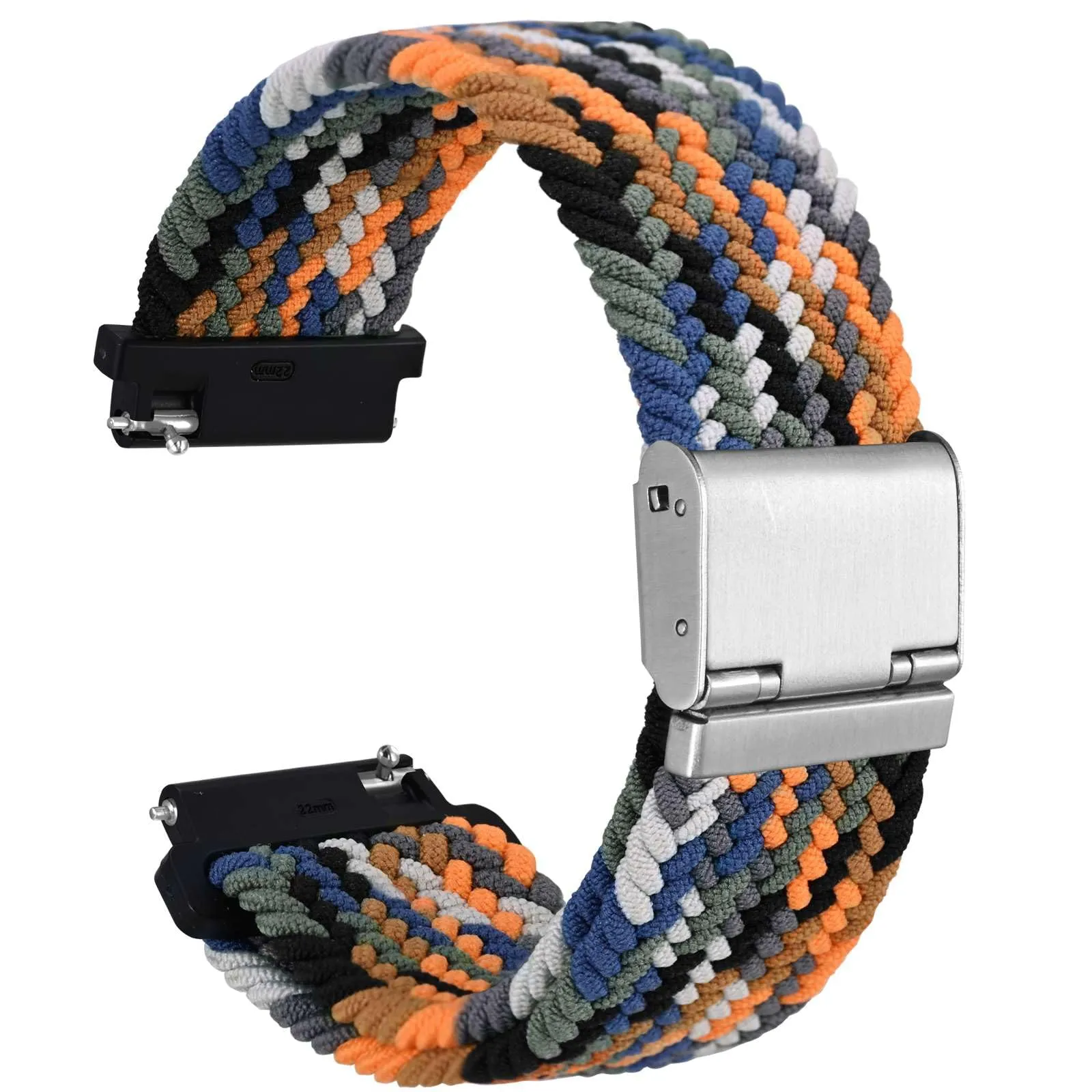 WOCCI 19mm Intrecciato Nylon Cinturino per Orologio da Uomo e da Donna, Regolabile Fibbia Argento (Camo) - immagine 1