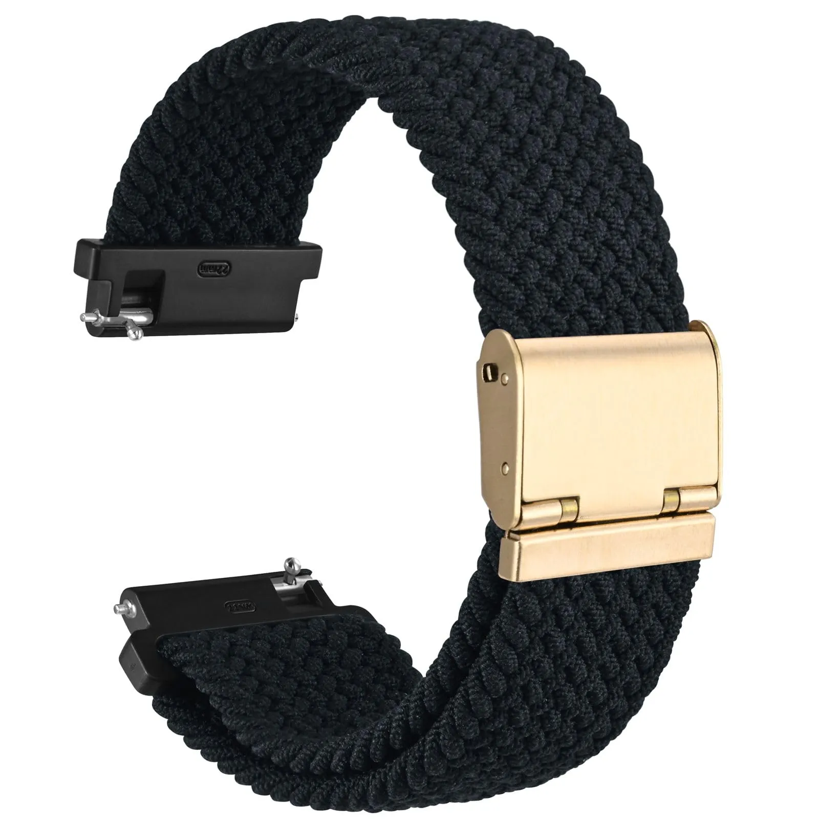 WOCCI 18mm Intrecciato Nylon Cinturino per Orologio da Uomo e da Donna, Regolabile Fibbia Dorata (Nero) - immagine 1