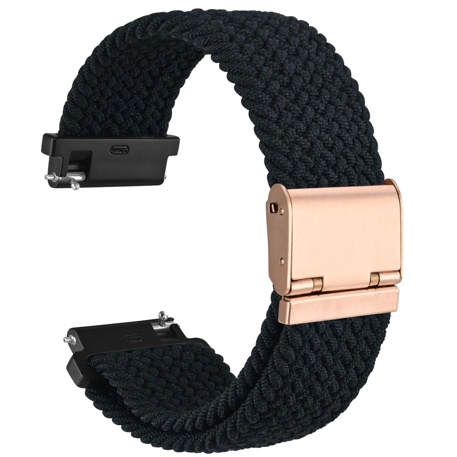 WOCCI 18mm Intrecciato Nylon Cinturino per Orologio da Uomo e da Donna, Regolabile Fibbia Oro Rosa (Nero) - immagine 1