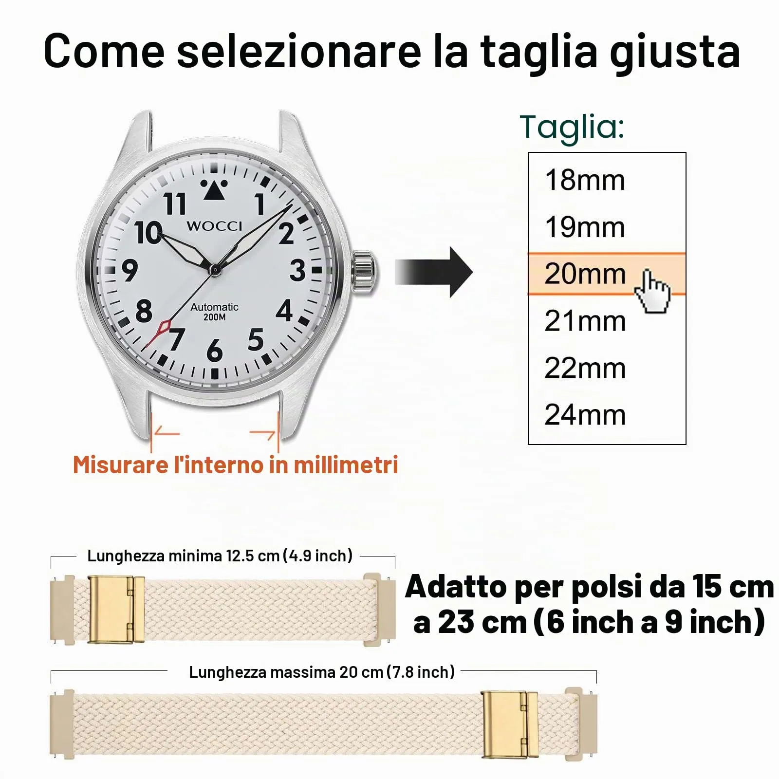 WOCCI 20mm Intrecciato Nylon Cinturino per Orologio da Uomo e da Donna, Regolabile Fibbia Dorata (Galassia) - immagine 4
