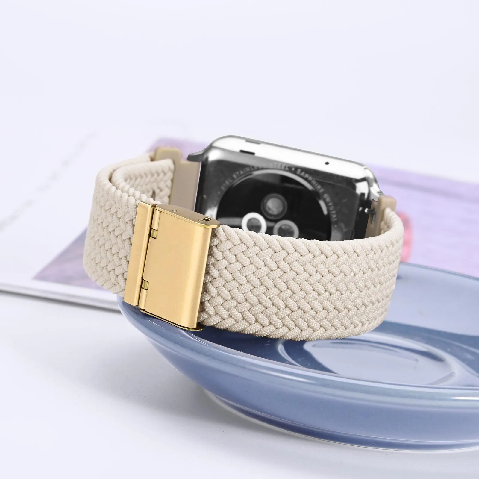 WOCCI 18mm Intrecciato Nylon Cinturino per Orologio da Uomo e da Donna, Regolabile Fibbia Dorata (Galassia) - immagine 2