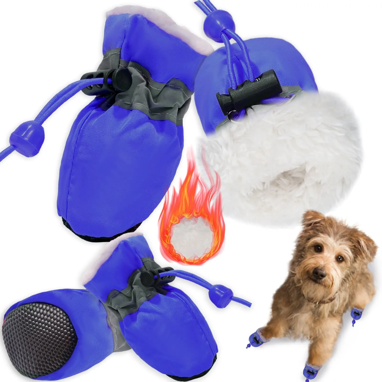 Scarpe impermeabili per cani – 4 pezzi Paw Protector, antiscivolo con cinghie riflettenti per piccole e - immagine 1