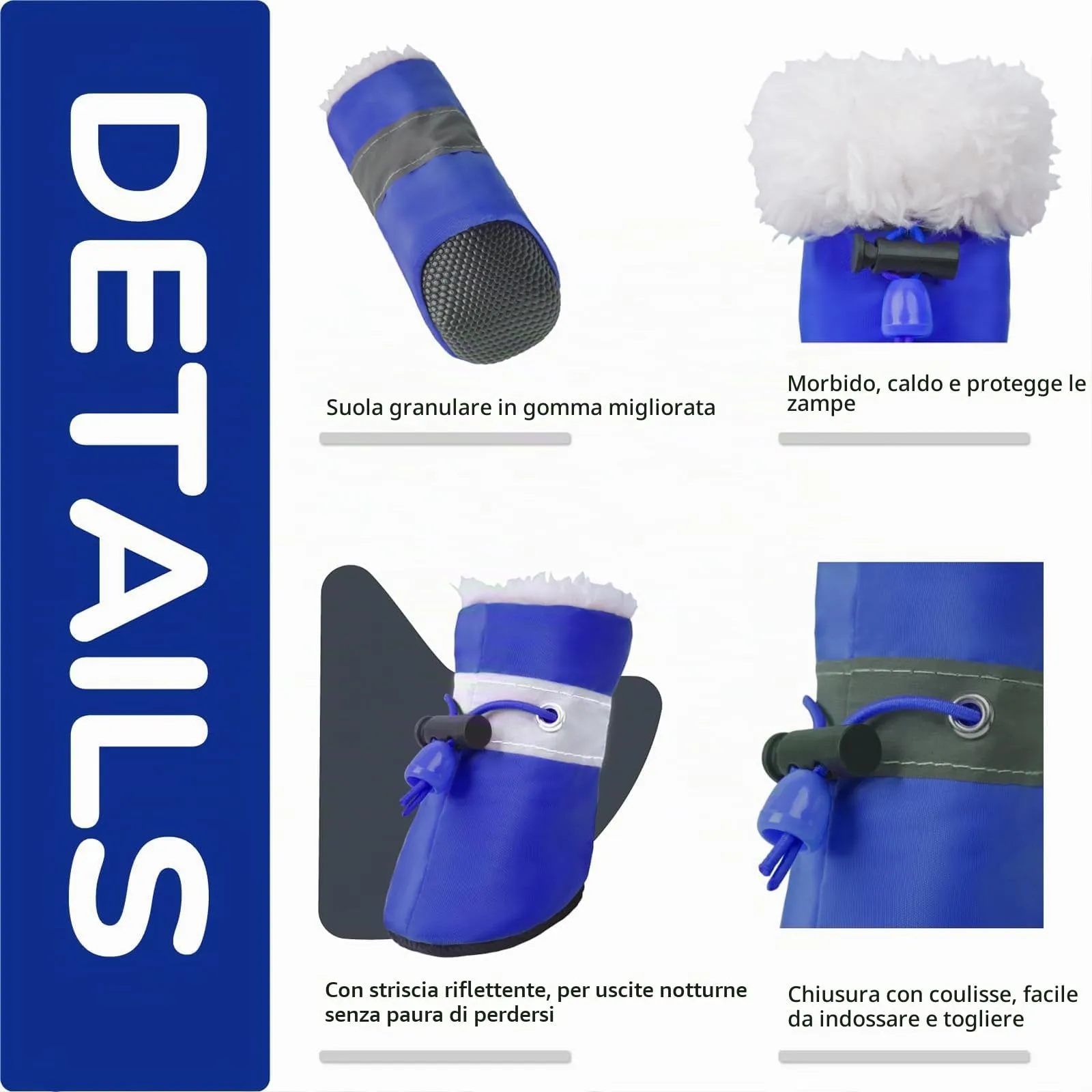 Scarpe impermeabili per cani – 4 pezzi Paw Protector, antiscivolo con cinghie riflettenti per piccole e - immagine 4