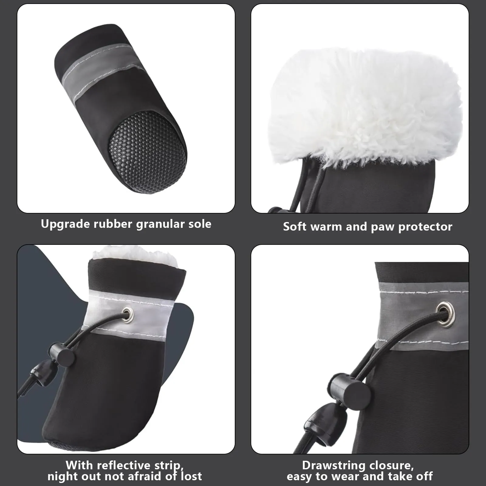 Paw Protector Scarpe impermeabili per cani piccoli e medi, 4 pezzi stivali antiscivolo con cinghie riflettenti cane - immagine 2