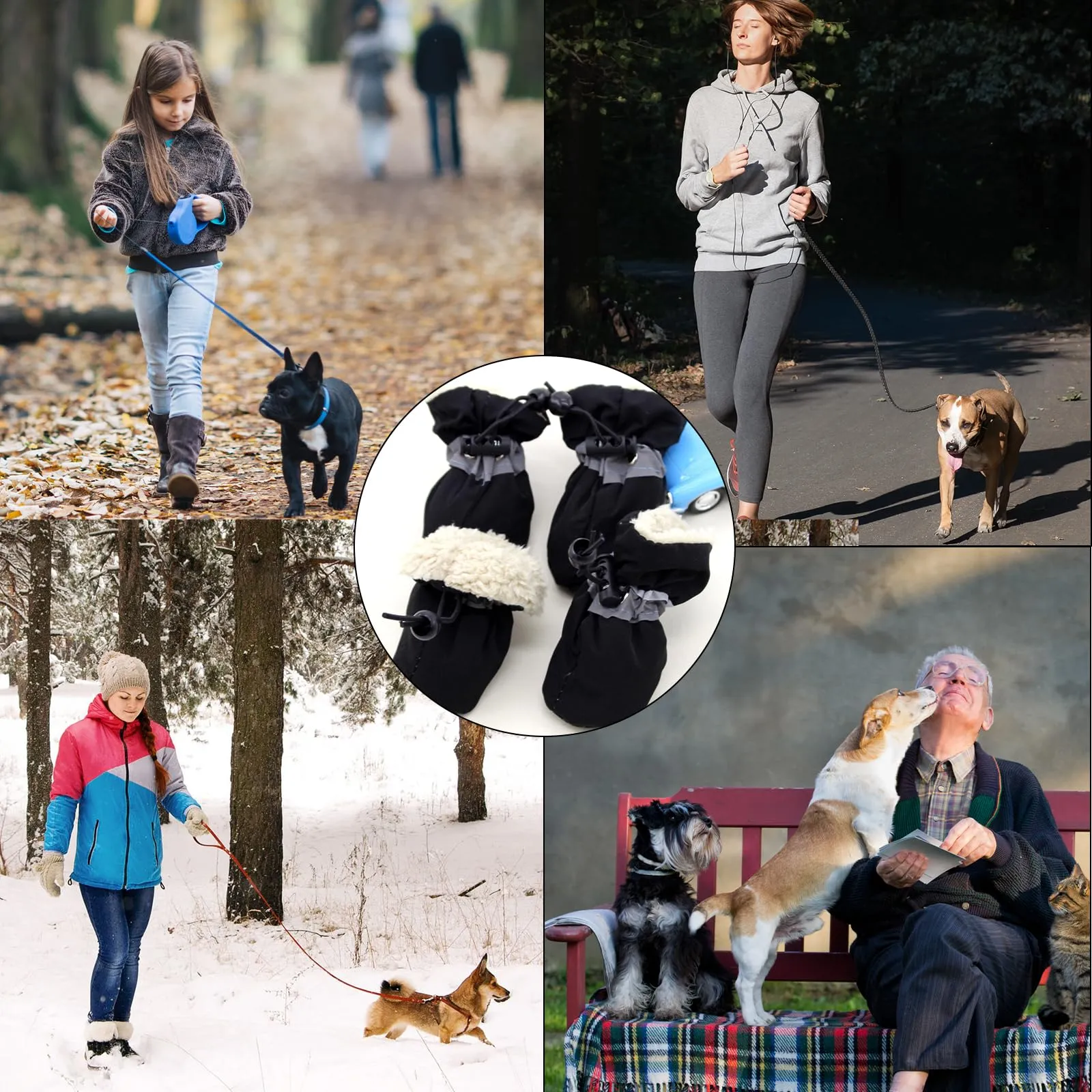 Paw Protector Scarpe impermeabili per cani piccoli e medi, 4 pezzi stivali antiscivolo con cinghie riflettenti cane - immagine 7