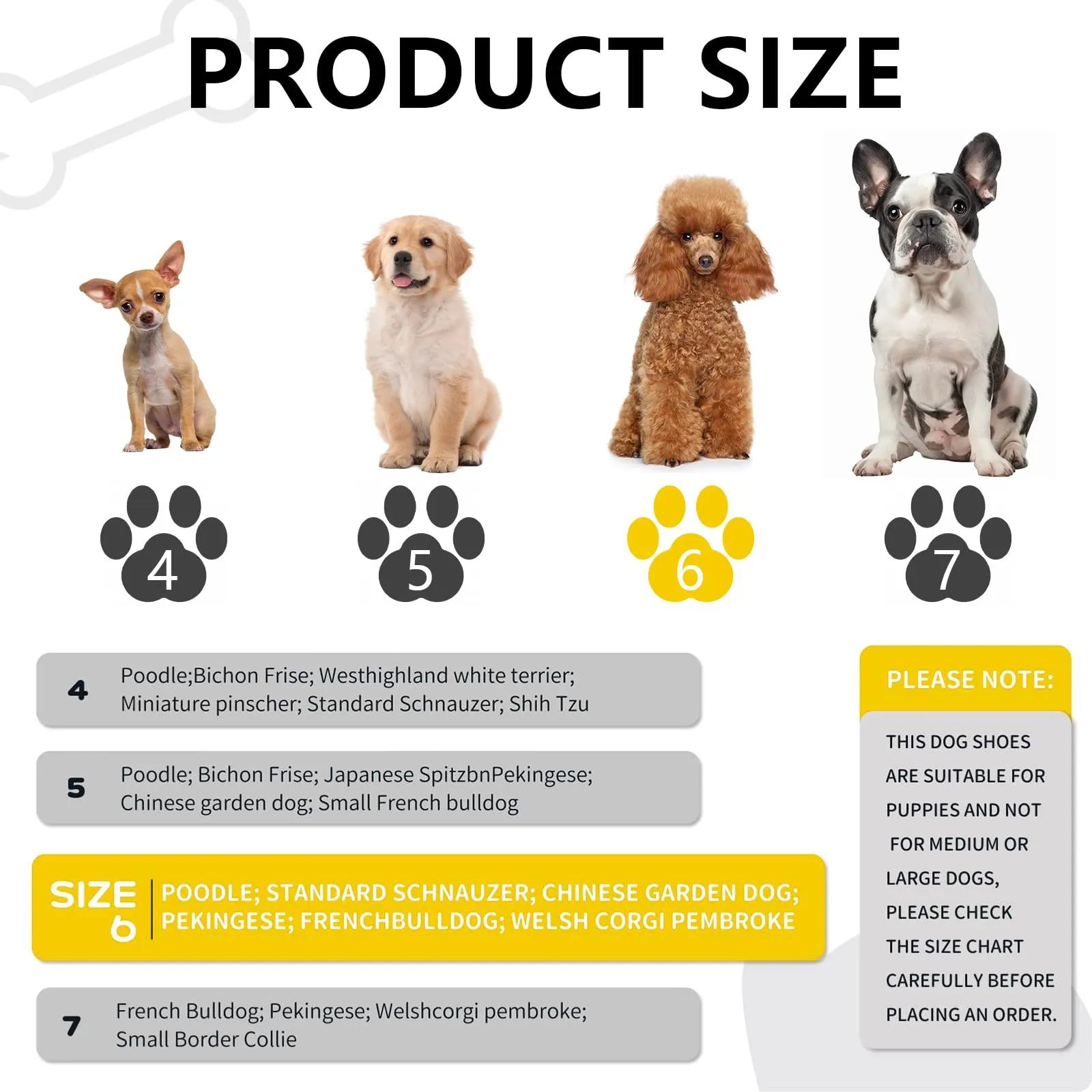 PPGGOPP 4 Pezzi Scarpe per Cani Antiscivolo con Strisce Riflettenti, Scarpe Impermeabili per Cani di Piccola e Media (Nero 6) - immagine 4