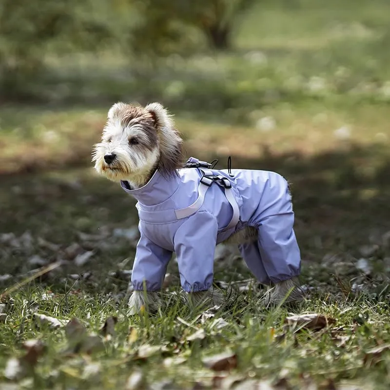 BT Bear - Giubbotto impermeabile per cani con pettorale, regolabile, con 4 aperture per le zampe, con pettorale, tuta riflettente, impermeabile per cani di taglia piccola, viola, taglia M - immagine 2