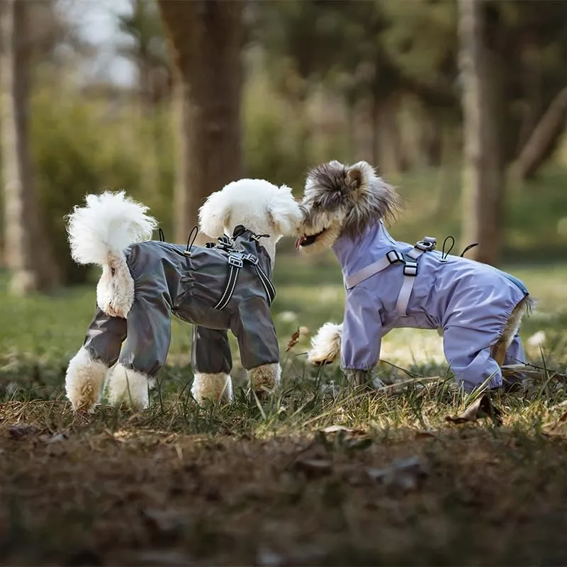 BT Bear - Giubbotto impermeabile per cani con pettorale, regolabile, con 4 aperture per le zampe, con pettorale, tuta riflettente, impermeabile per cani di taglia piccola, viola, taglia M - immagine 8