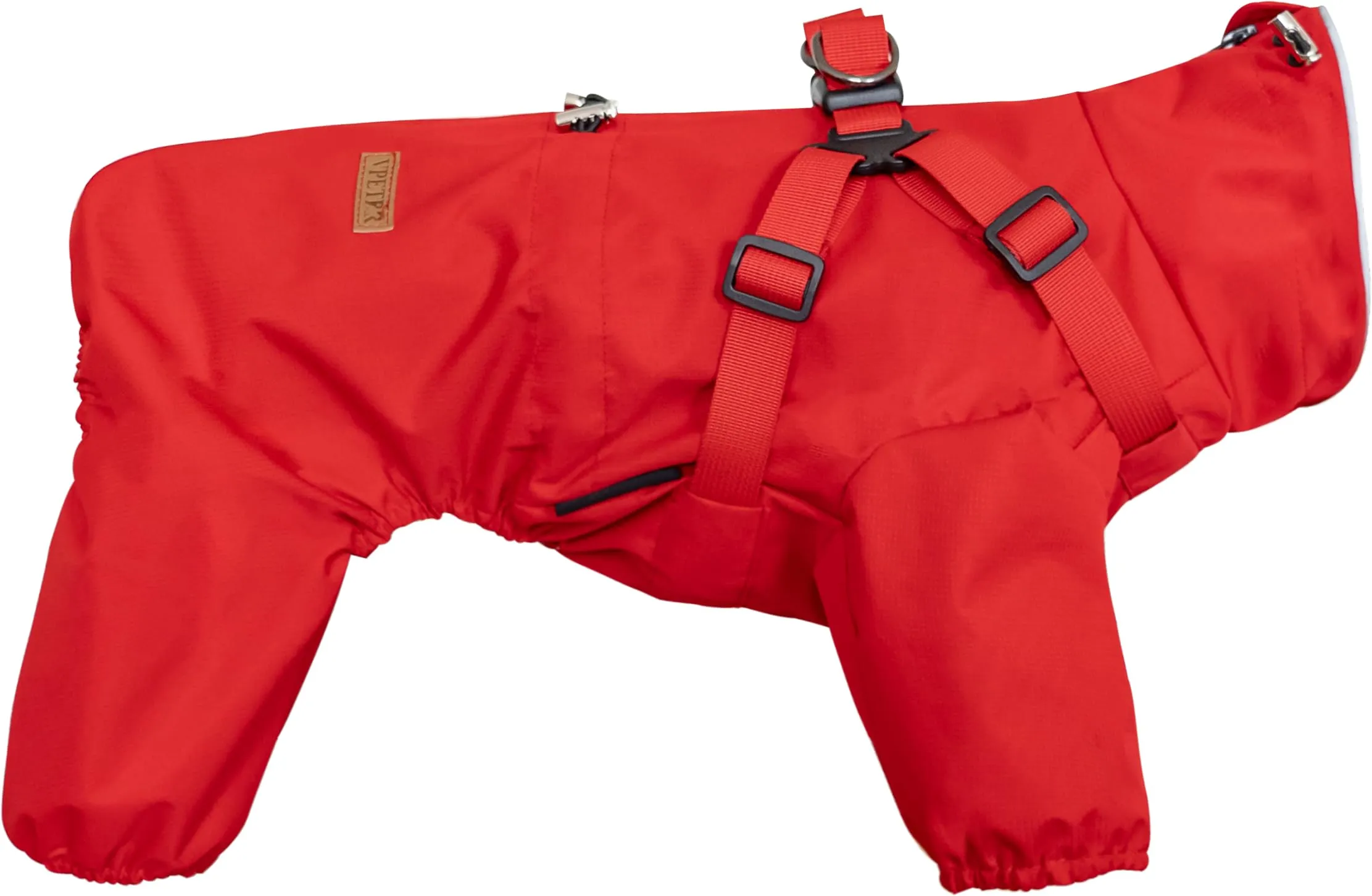 BT Bear Pettorina impermeabile per cani, regolabile a 4 gambe, giacca per cani con imbracatura riflettente tuta impermeabile per cani di piccola taglia, rosso, S - immagine 2