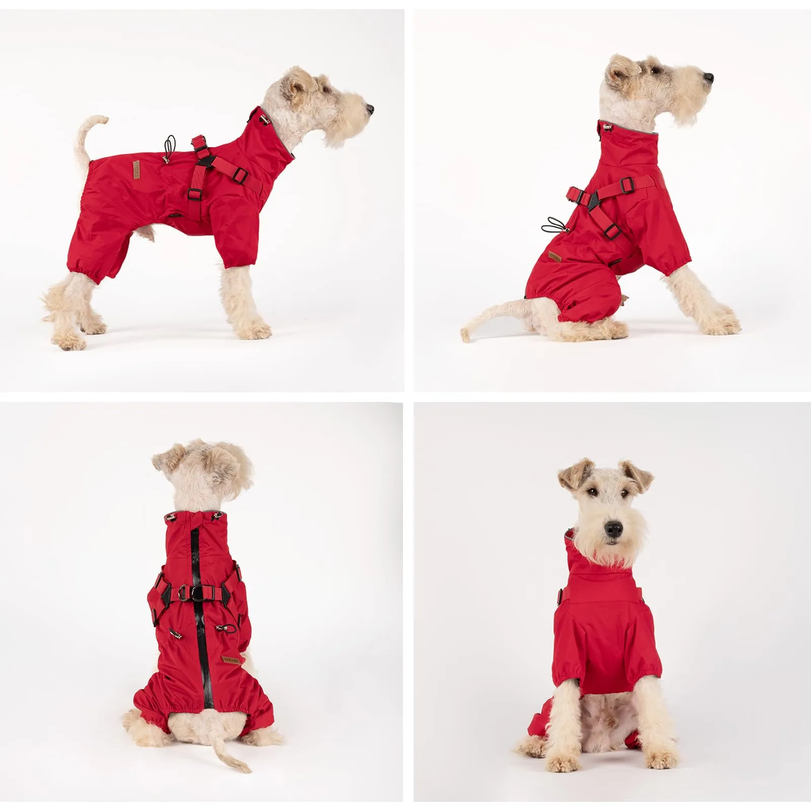 BT Bear Pettorina impermeabile per cani, regolabile a 4 gambe, giacca per cani con imbracatura riflettente tuta impermeabile per cani di piccola taglia, rosso, S - immagine 6