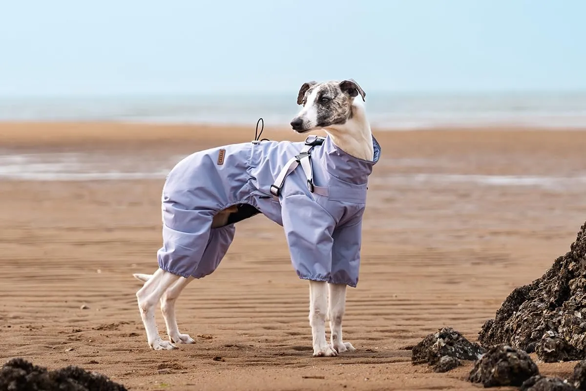 BT Bear - Cappotto impermeabile per cani con imbracatura, regolabile, a 4 gambe, con giacca riflettente per cani di taglia media e grande, tuta impermeabile, viola, 3XL - immagine 8