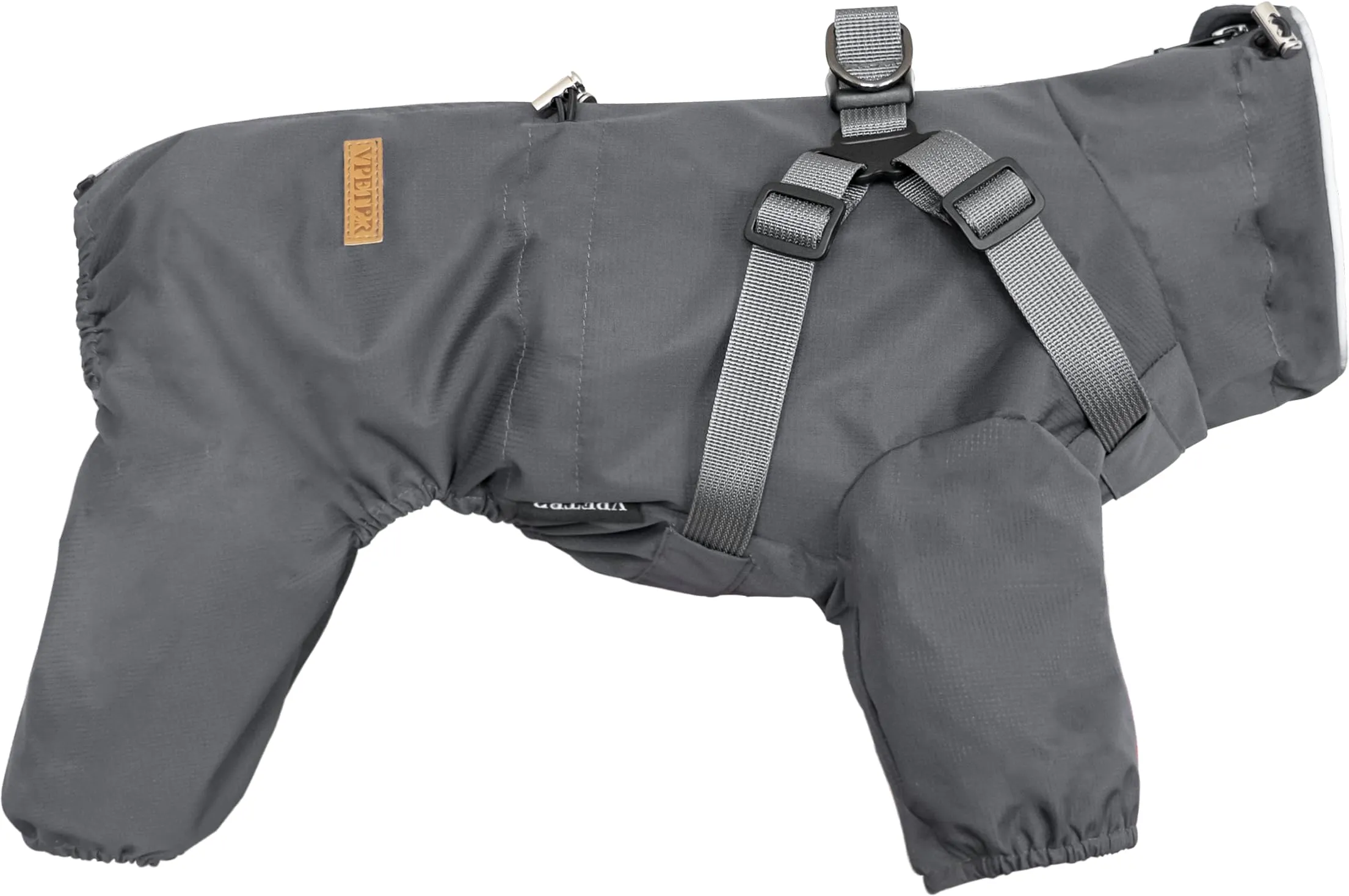 BT Bear Pettorina impermeabile per cani, regolabile a 4 gambe, giacca per cani con imbracatura riflettente tuta impermeabile per cani di piccola taglia, grigio, M - immagine 1