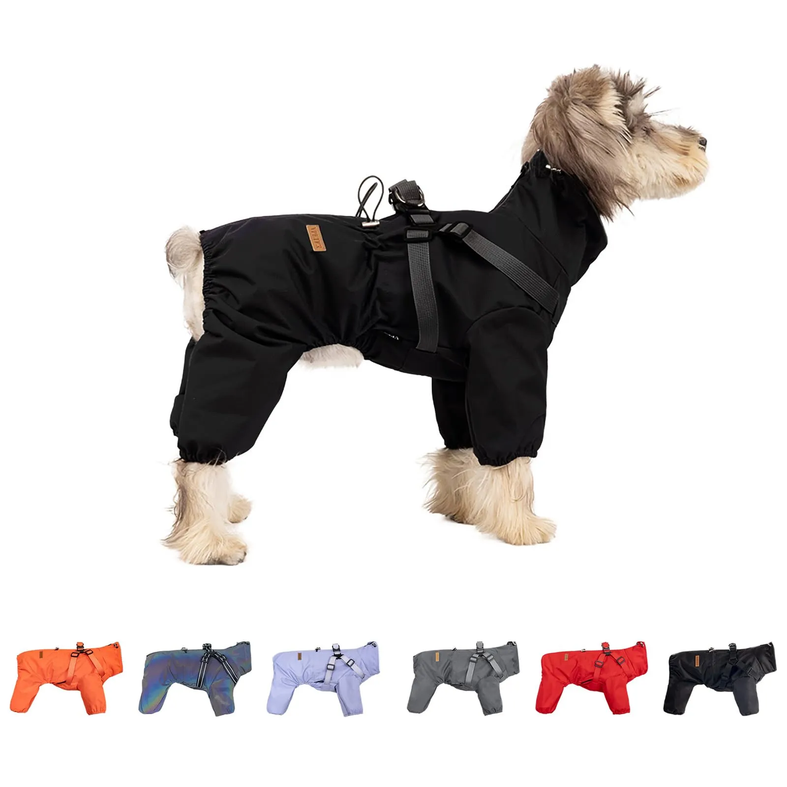 BT Bear - Cappotto impermeabile per cani con imbracatura, regolabile, a 4 gambe, con giacca riflettente per cani, tuta impermeabile per cani di taglia media e grande, grigio 3XL - immagine 5