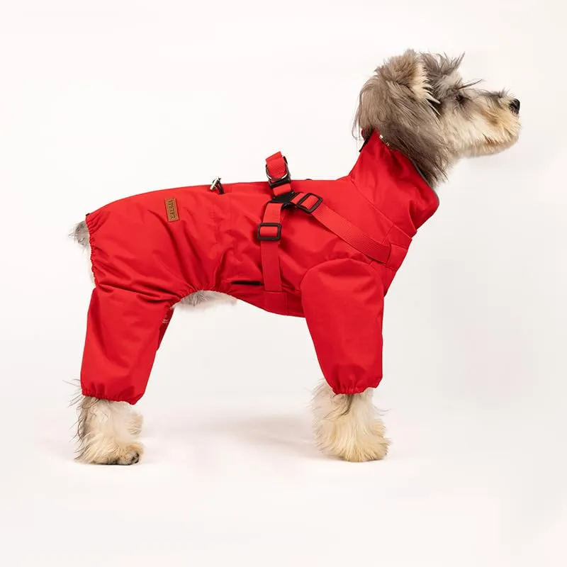 BT Bear Pettorina impermeabile per cani di piccola taglia, regolabile a 4 gambe, con imbracatura riflettente, impermeabile, per cuccioli di piccola taglia, rosso, M - immagine 9