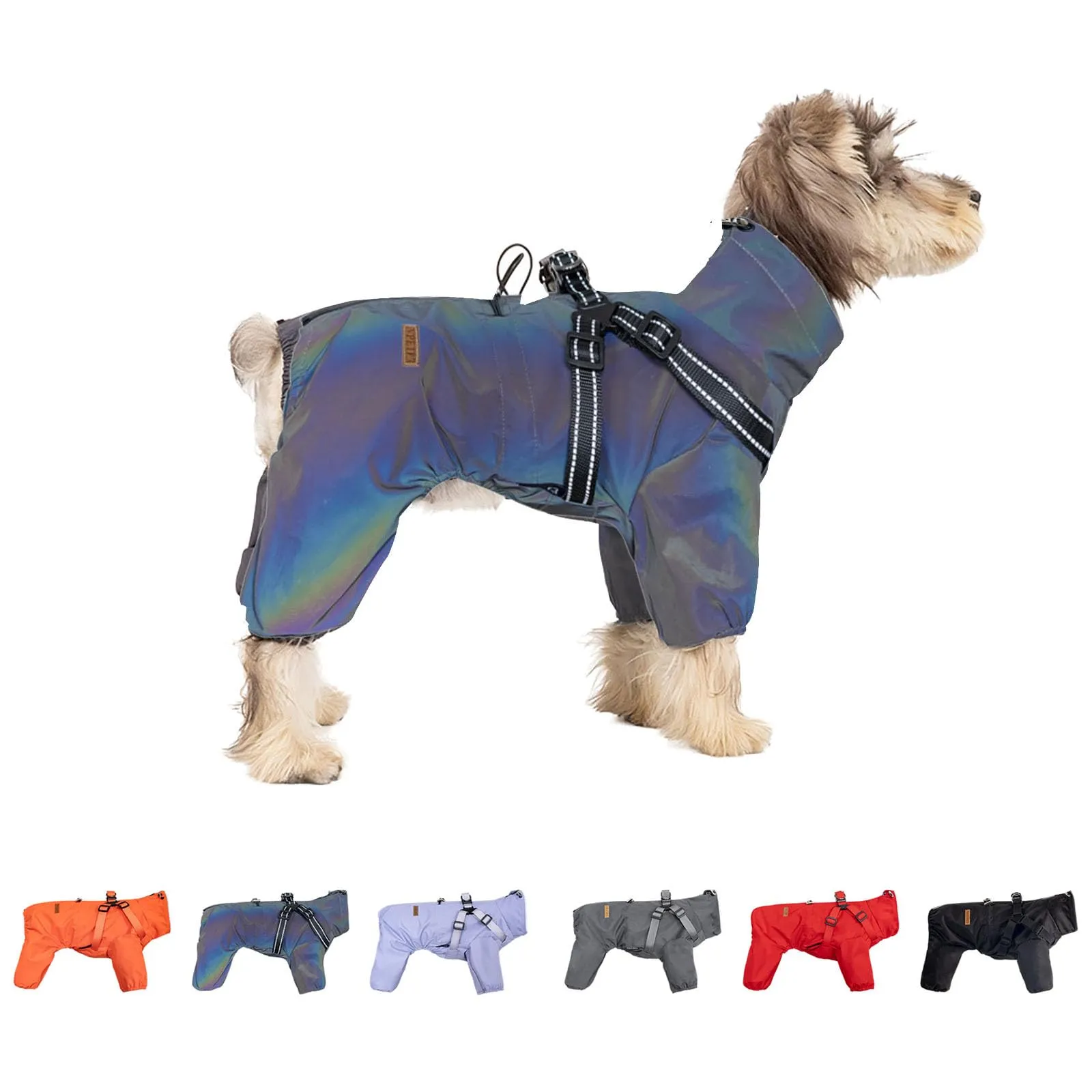 BT Bear Pettorina impermeabile per cani, giacca per cani regolabile a 4 zampe con imbracatura tuta riflettente impermeabile per cuccioli di piccola taglia, grigio laser, S - immagine 2
