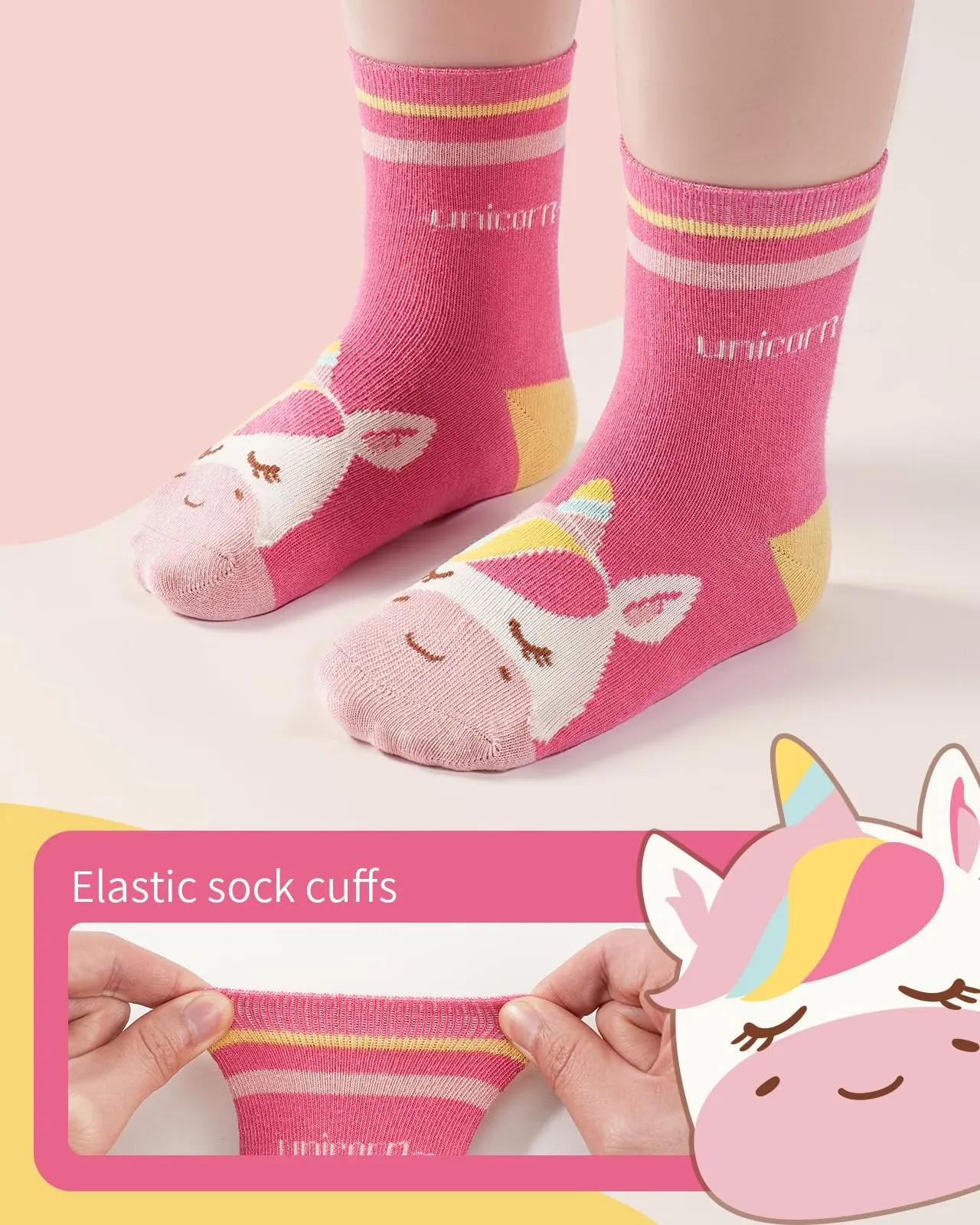 Kyopp 10 Paia Calzini per Bambini e Ragazze e Ragazzi Divertenti Calzini Animali in Cotone Unisex per Crew Socks 21-37 - immagine 3