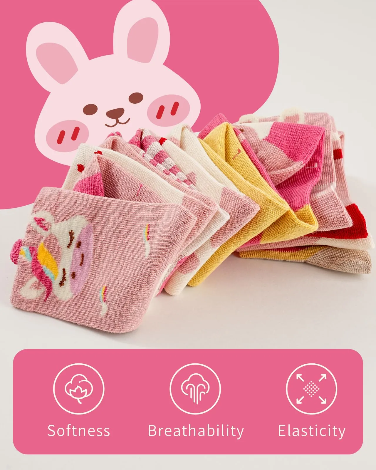 Kyopp 10 Paia Calzini per Bambini e Ragazze e Ragazzi Divertenti Calzini Animali in Cotone Unisex per Crew Socks 21-37 - immagine 4