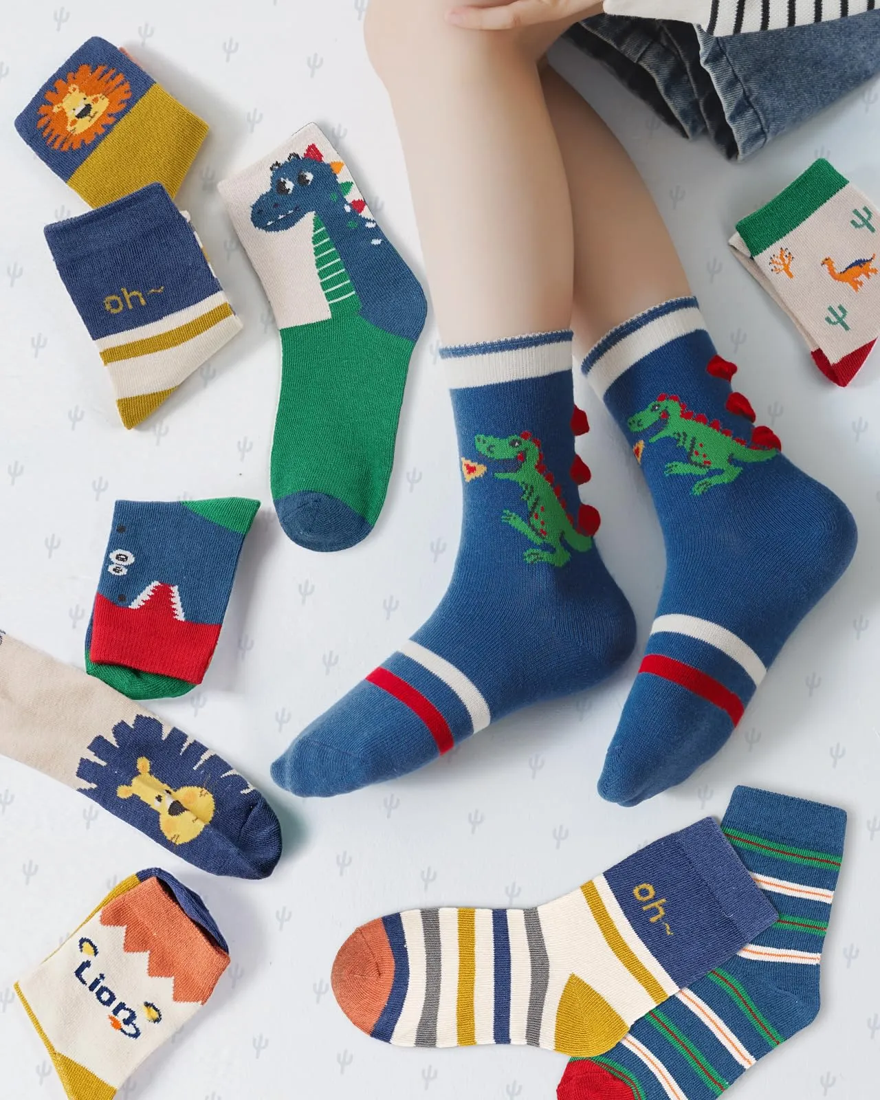 Kyopp 10 Paia Calzini per Bambini e Ragazze e Ragazzi Divertenti Calzini Animali in Cotone Unisex per Crew Socks 21-37 - immagine 2