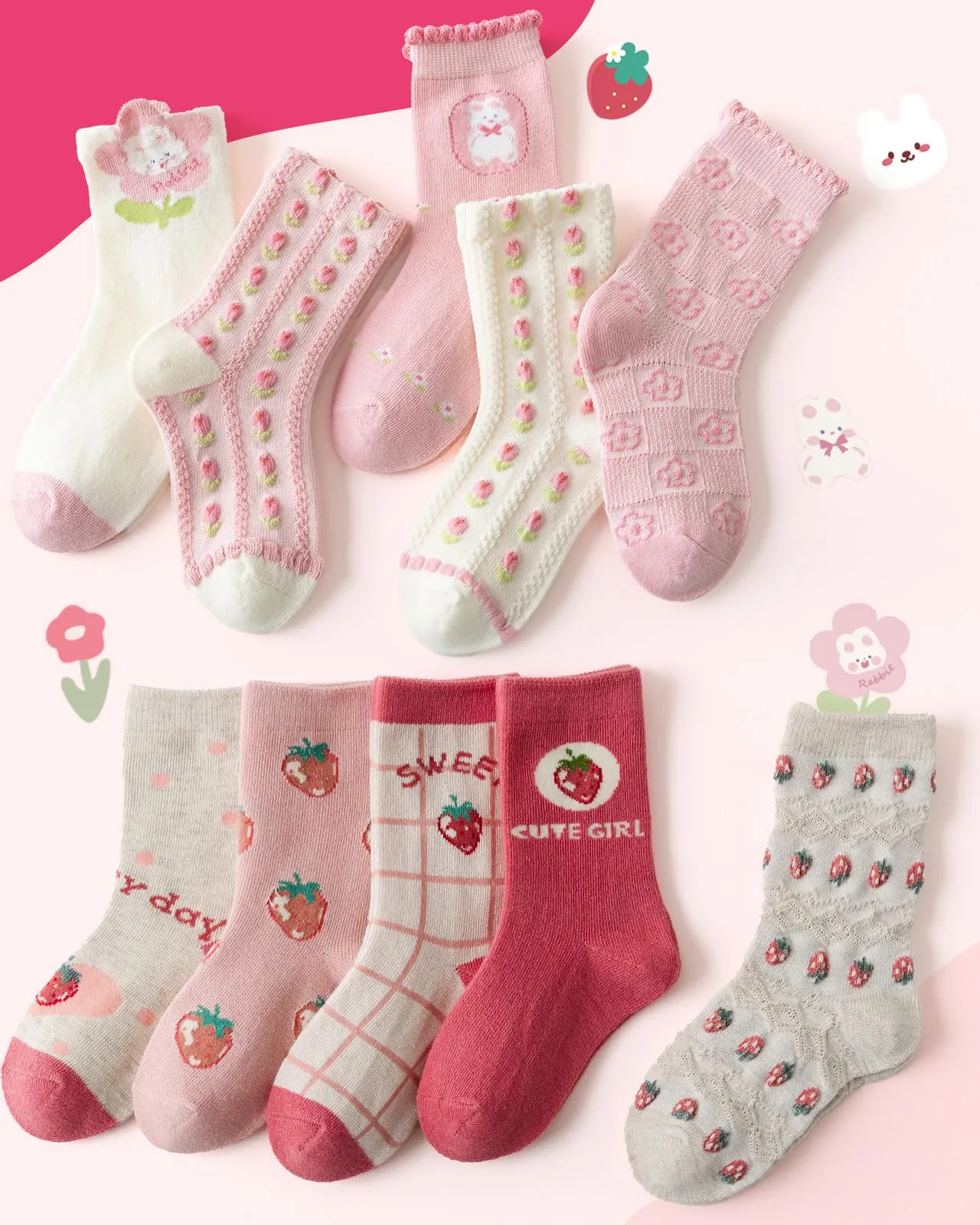 Kyopp 10 Paia Calzini per Bambini e Ragazze e Ragazzi Divertenti Calzini Animali in Cotone Unisex per Crew Socks 21-37 - immagine 6
