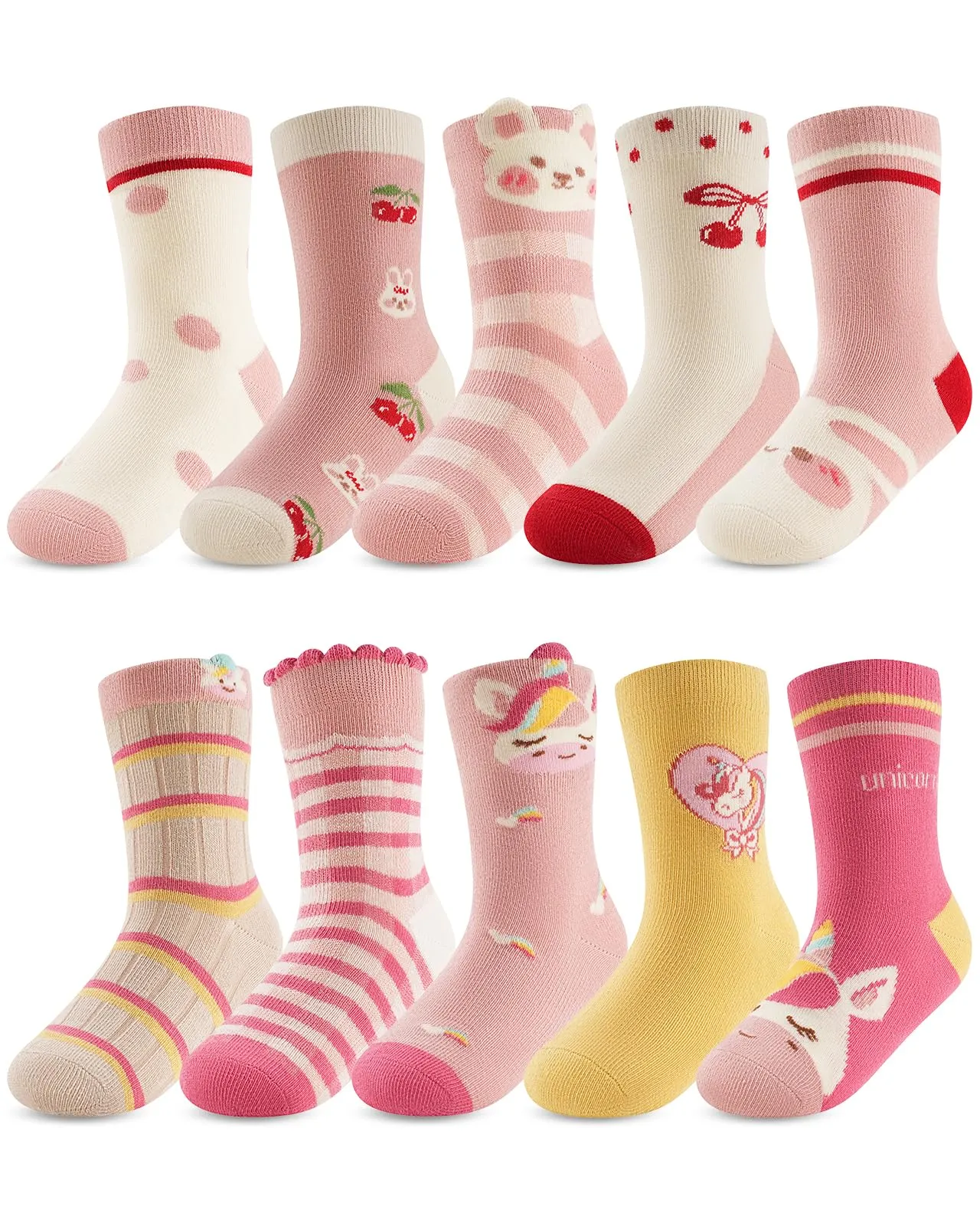 Kyopp 10 Paia Calzini per Bambini e Ragazze e Ragazzi Divertenti Calzini Animali in Cotone Unisex per Crew Socks 21-37 - immagine 1