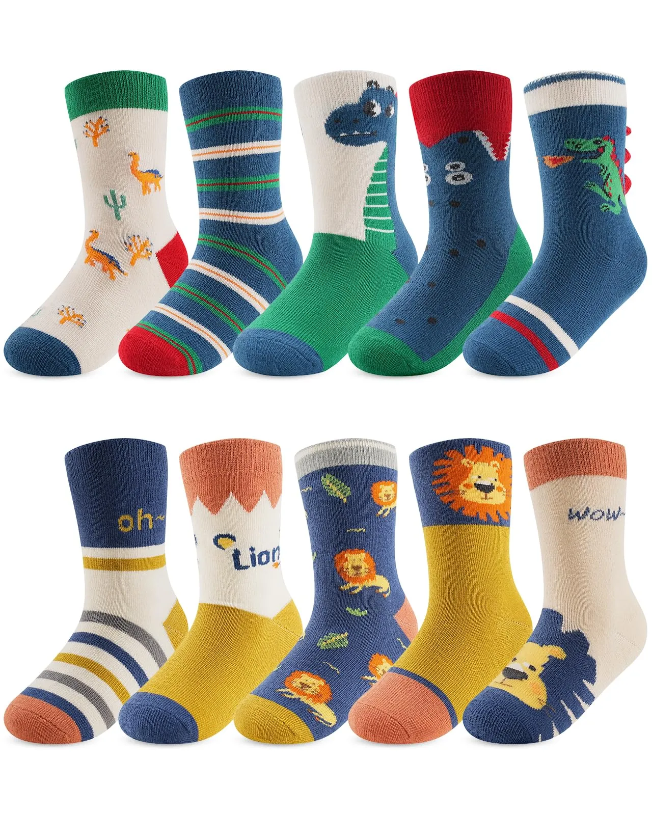 Kyopp 10 Paia Calzini per Bambini e Ragazze e Ragazzi Divertenti Calzini Animali in Cotone Unisex per Crew Socks 21-37 - immagine 1