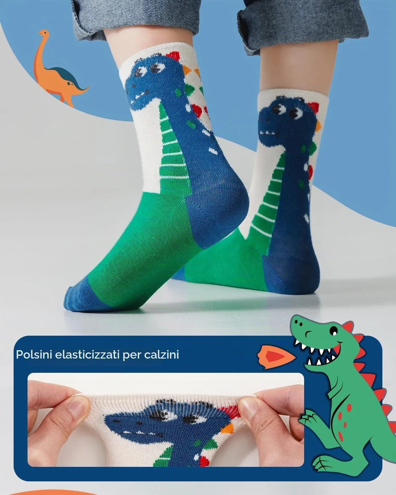 Kyopp 10 Paia Calzini per Bambini e Ragazze e Ragazzi Divertenti Calzini Animali in Cotone Unisex per Crew Socks 21-37 - immagine 4