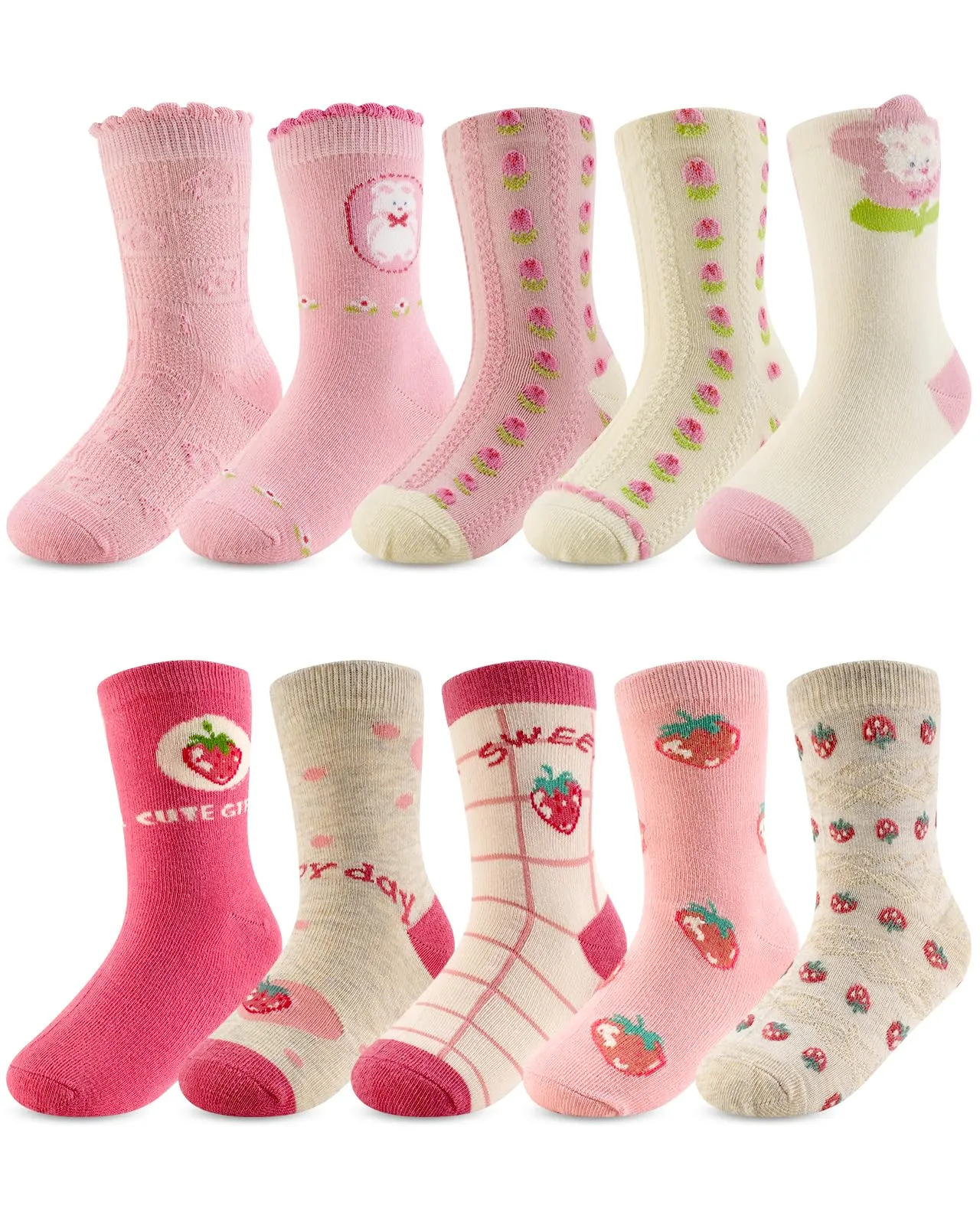 Kyopp 10 Paia Calzini per Bambini e Ragazze e Ragazzi Divertenti Calzini Animali in Cotone Unisex per Crew Socks 21-37 - immagine 1