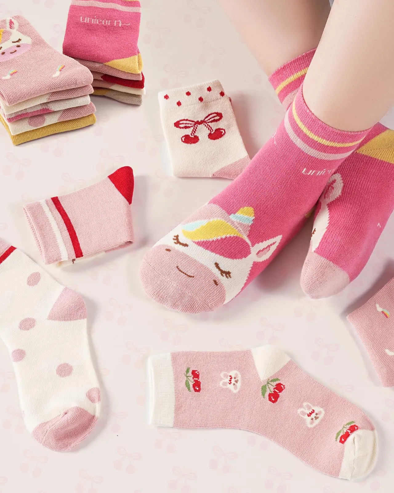 Kyopp 10 Paia Calzini per Bambini e Ragazze e Ragazzi Divertenti Calzini Animali in Cotone Unisex per Crew Socks 21-37 - immagine 2