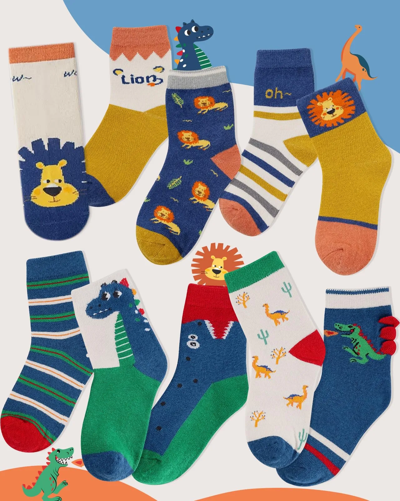 Kyopp 10 Paia Calzini per Bambini e Ragazze e Ragazzi Divertenti Calzini Animali in Cotone Unisex per Crew Socks 21-37 - immagine 6