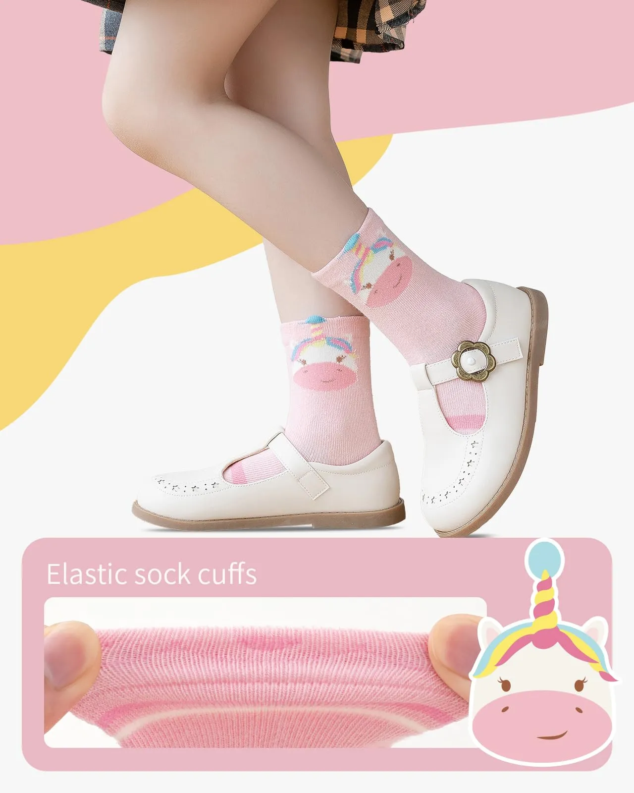 Kyopp 10 Paia Calzini per Bambini e Ragazze e Ragazzi Divertenti Calzini Animali in Cotone Unisex per Crew Socks 21-37 - immagine 4