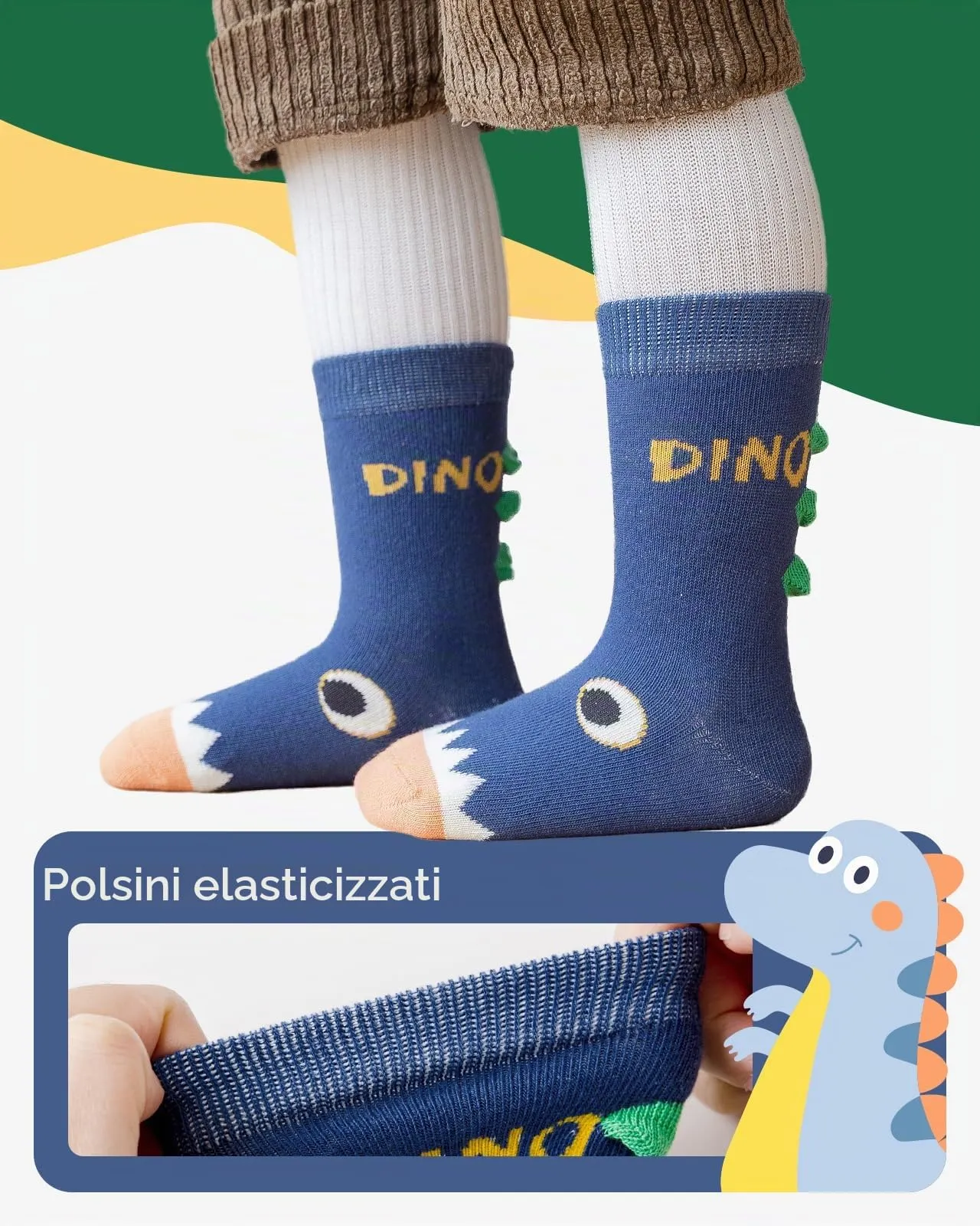 Kyopp 10 Paia Calzini per Bambini e Ragazze e Ragazzi Divertenti Calzini Animali in Cotone Unisex per Crew Socks 21-37 - immagine 4