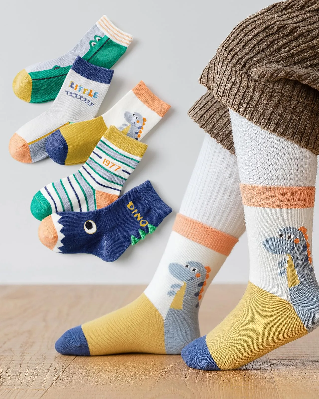 Kyopp 10 Paia Calzini per Bambini e Ragazze e Ragazzi Divertenti Calzini Animali in Cotone Unisex per Crew Socks 21-37 - immagine 3