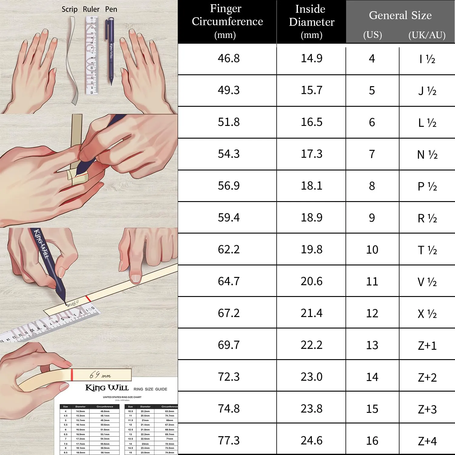 King Will Fedi nuziali in silicone per uomini e donne, interno sottile con motivo a cuore, anello di fidanzamento in gomma, larghezza 8 mm, spessore 2,2 mm, blu menta, V 1/2(64.64mm), Silicone, - immagine 7