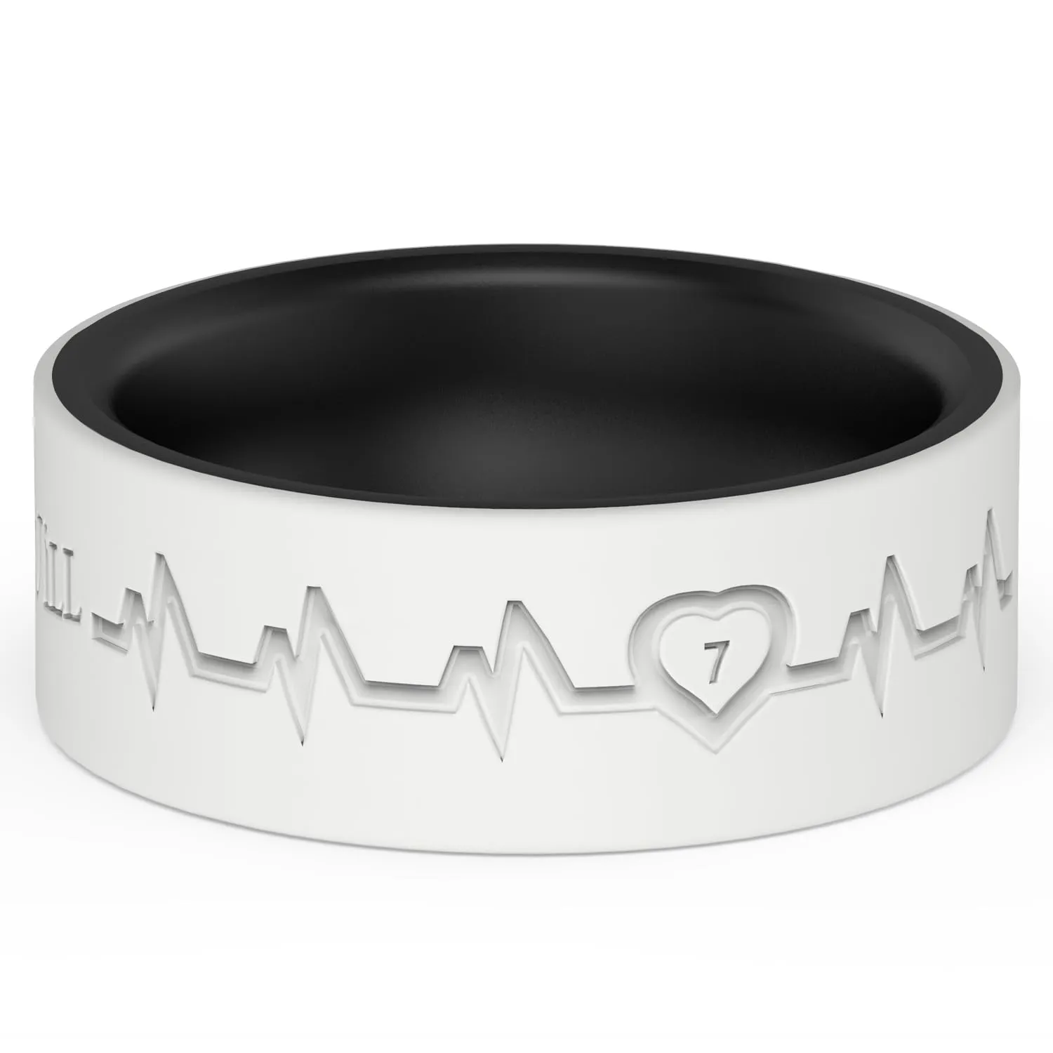 King Will Fedi nuziali in silicone per uomini e donne, interno sottile con motivo a cuore, anello di fidanzamento in gomma nero/blu/blu menta/grigio, larghezza 8 mm, spessore 2,2 mm, P 1/2(56.97mm - immagine 2