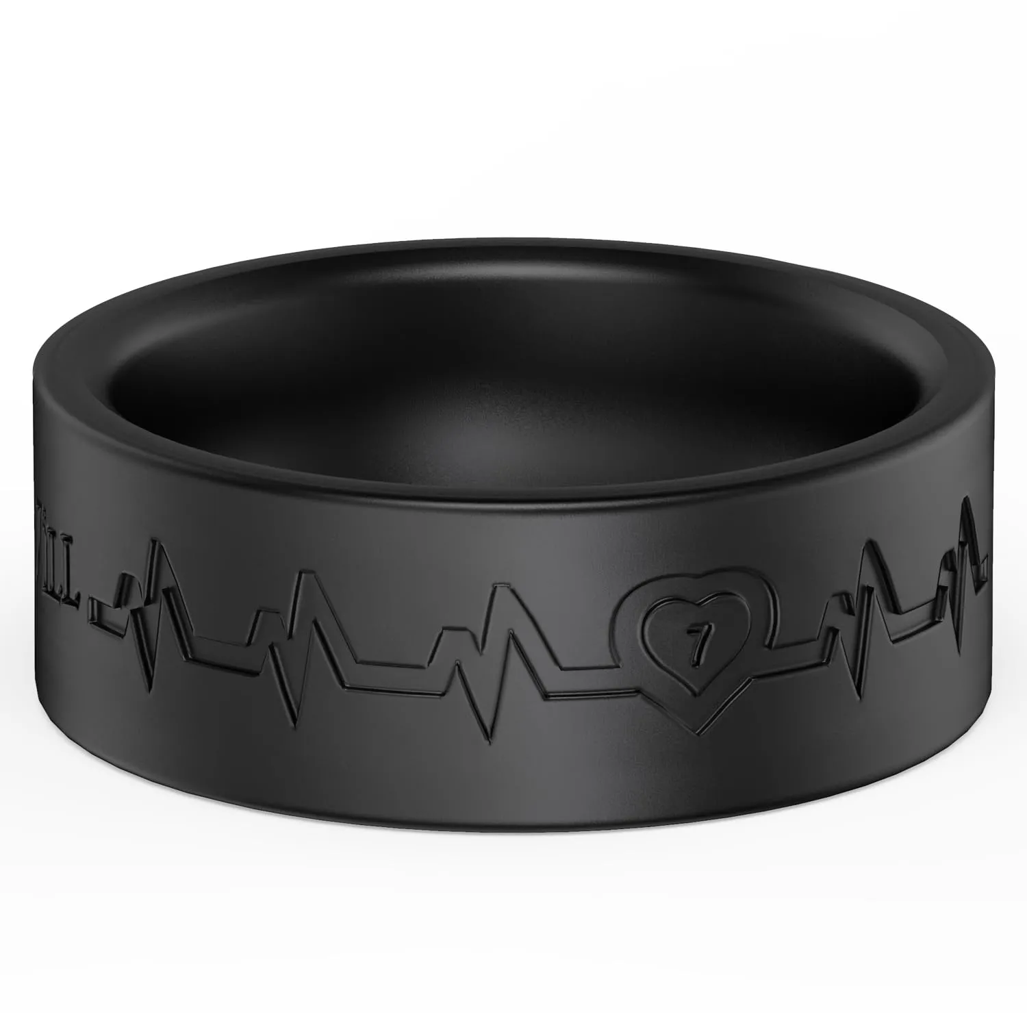 King Will Anelli in silicone da uomo, larghezza 8 mm, fascia di fidanzamento in gomma traspirante, design interno Heatbeat, anello comodo, nero, V 1/2(64.64mm), Silicone, Nessuna pietra preziosa - immagine 2